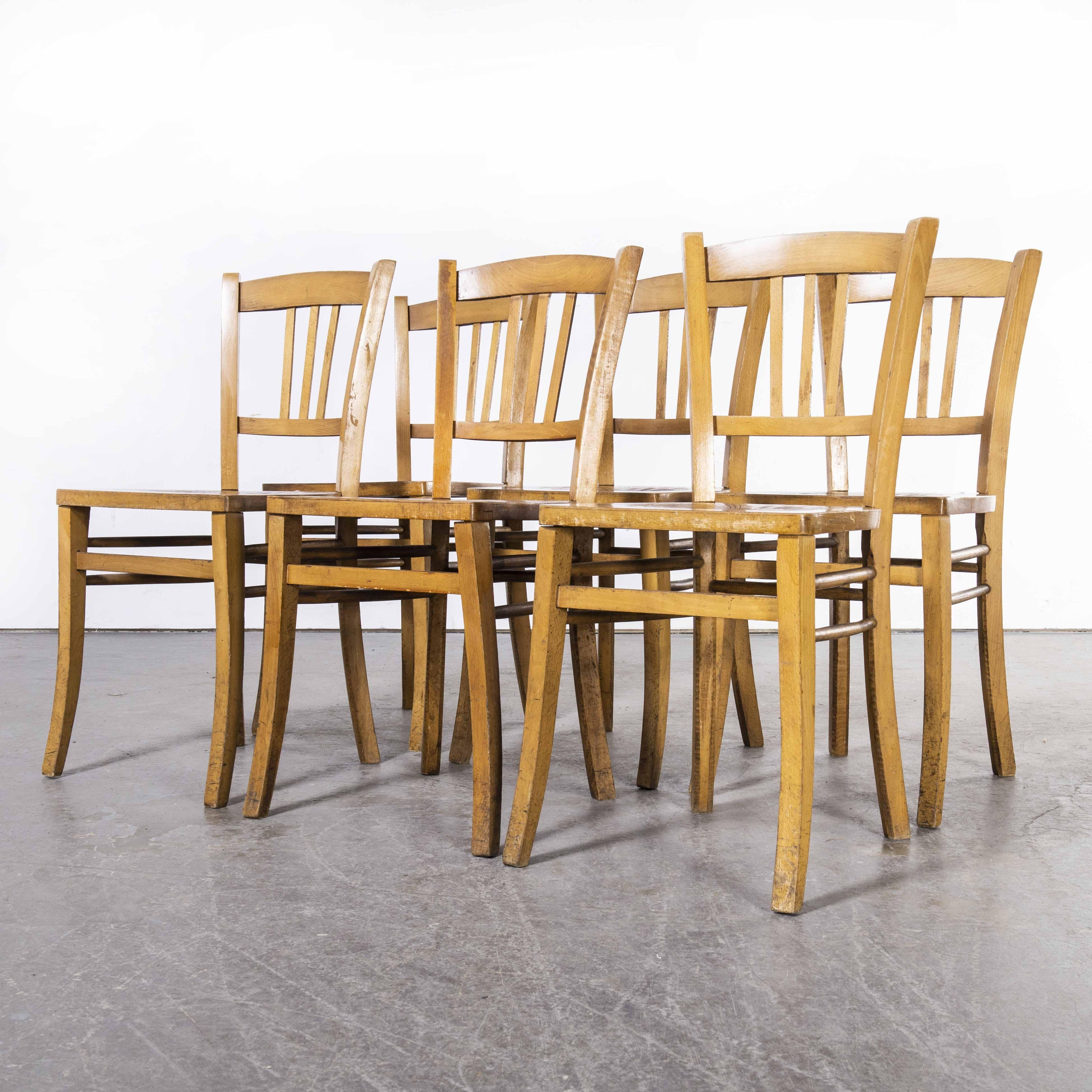 Mid-20th Century 1930's Luterma Embossed Seat Bentwood Dining Chair, Set of Six