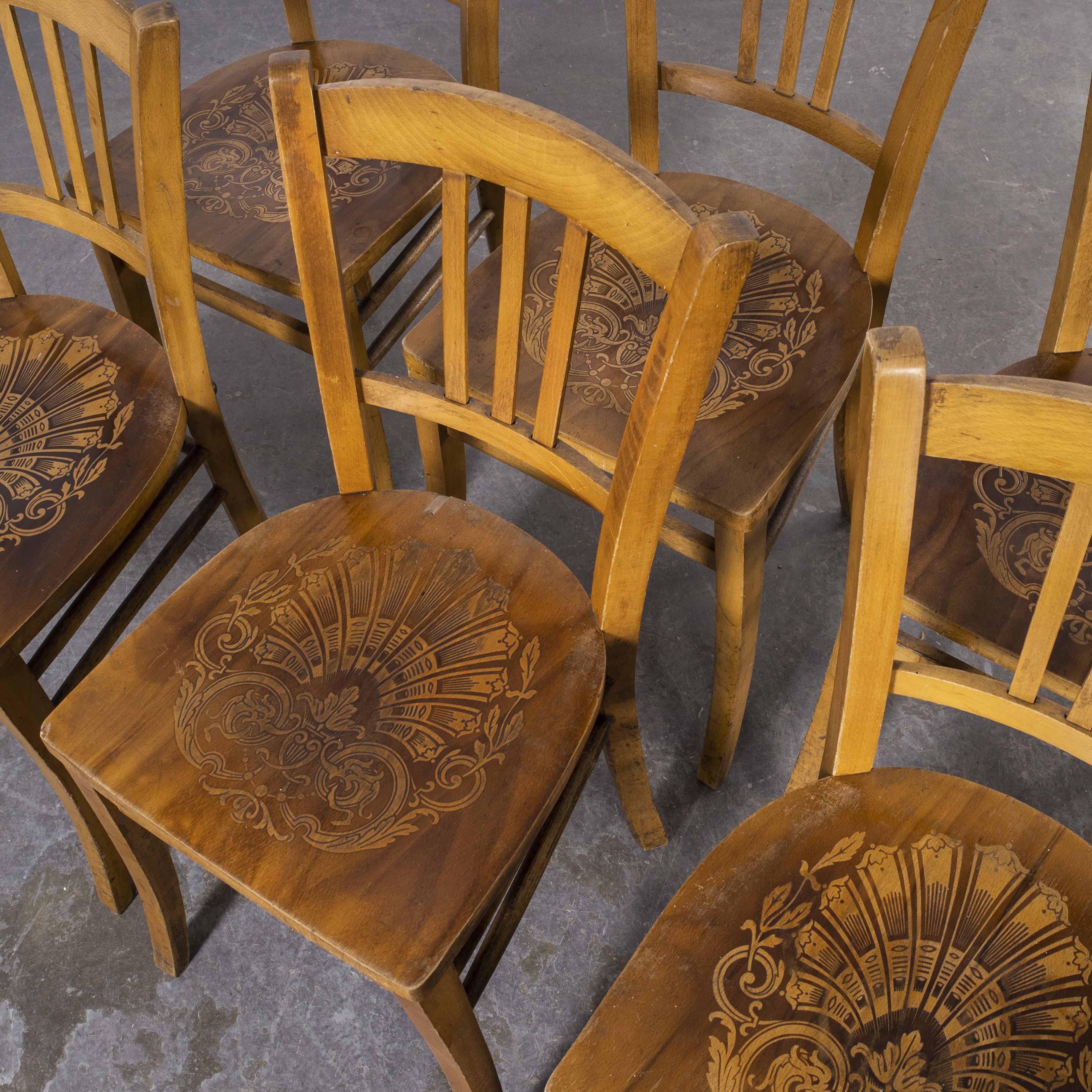1930's Luterma Embossed Seat Bentwood Dining Chair, Set of Six 1