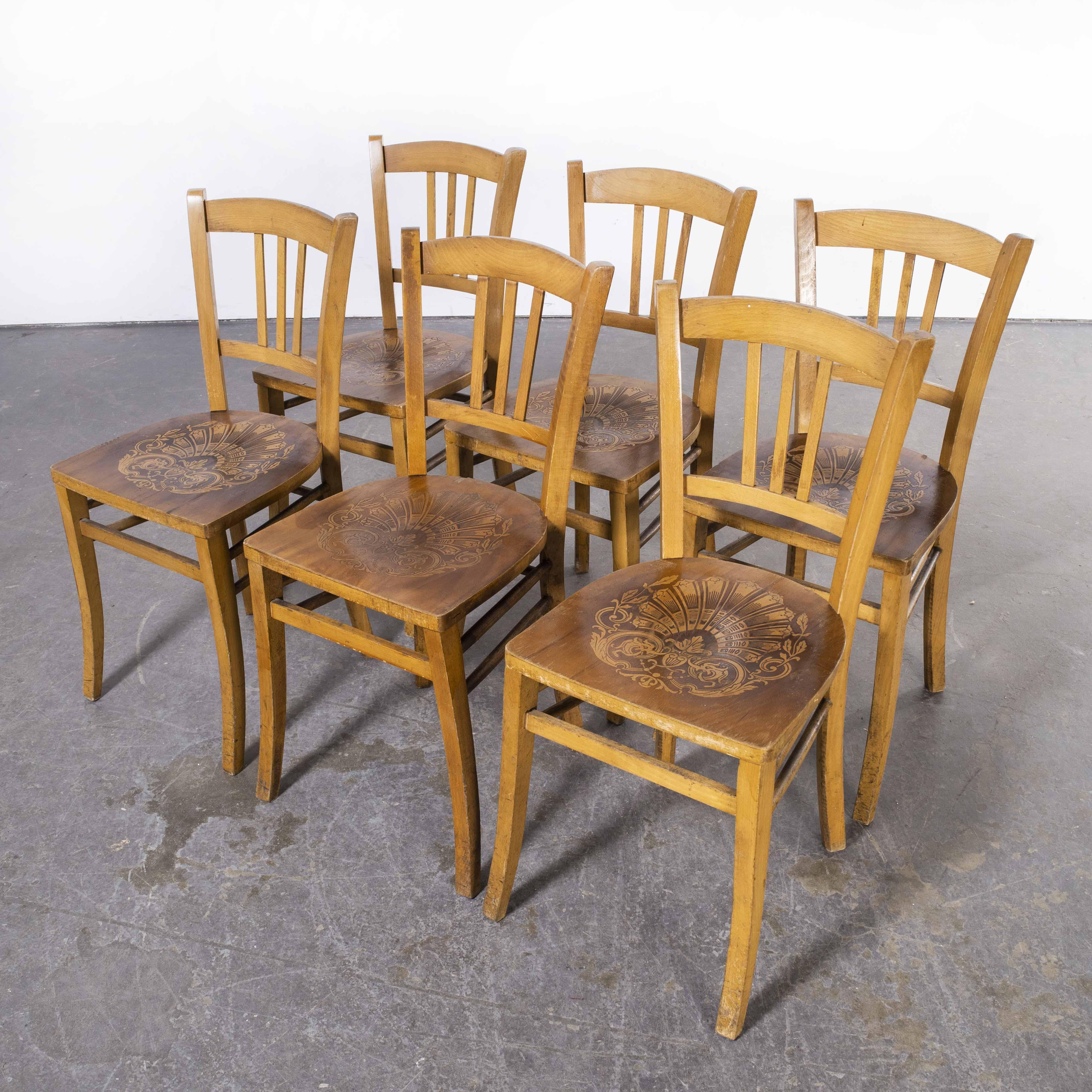 1930's Luterma Embossed Seat Bentwood Dining Chair, Set of Six 2