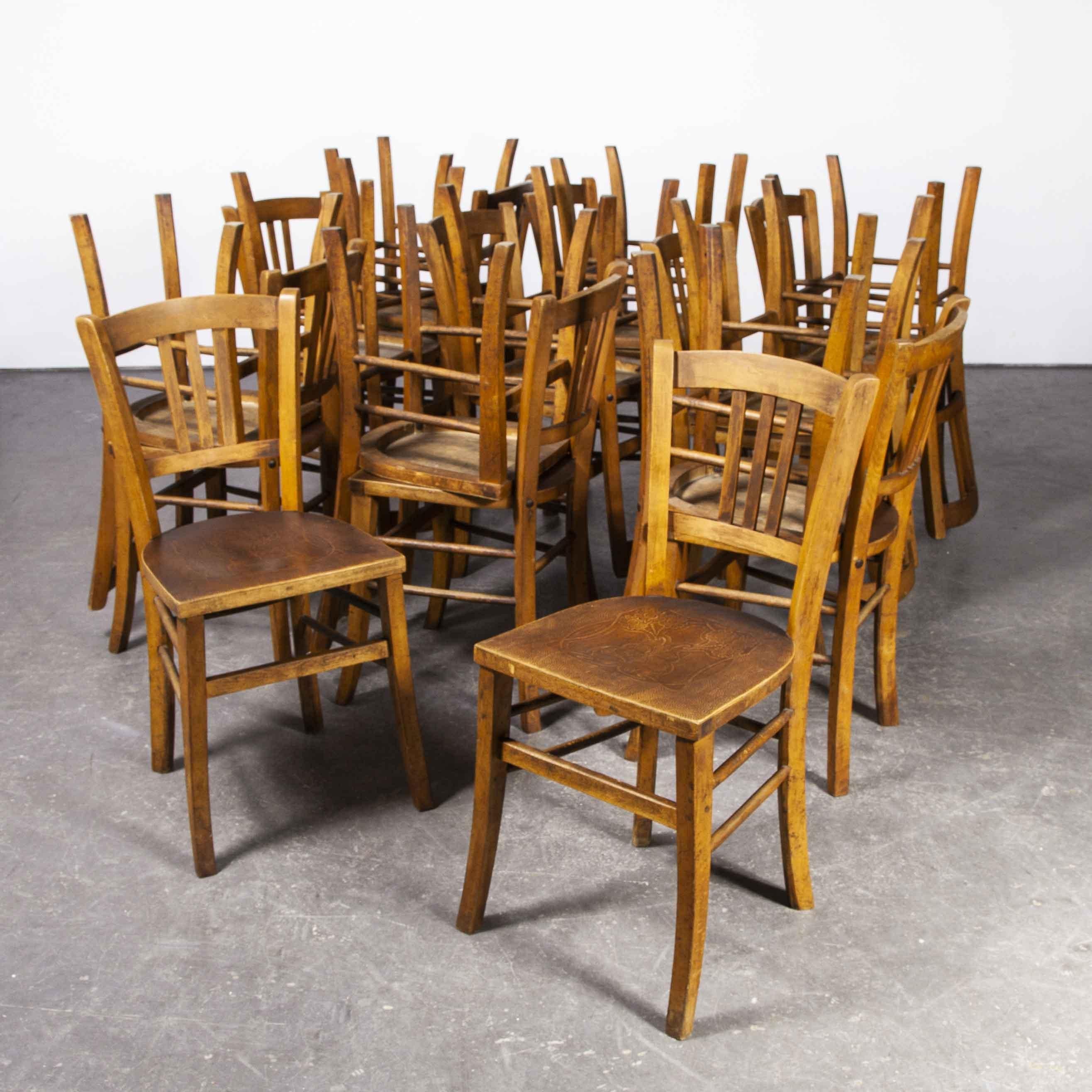 Mid-20th Century 1930's Luterma Embossed Seat Bentwood Dining Chair, Various Qty Available