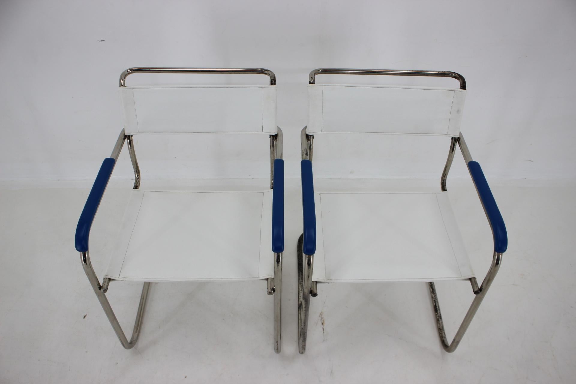 1930s M. Breuer Set of  B10 Bauhaus Tubular Table + B34 Armachairs by M. Melder For Sale 6