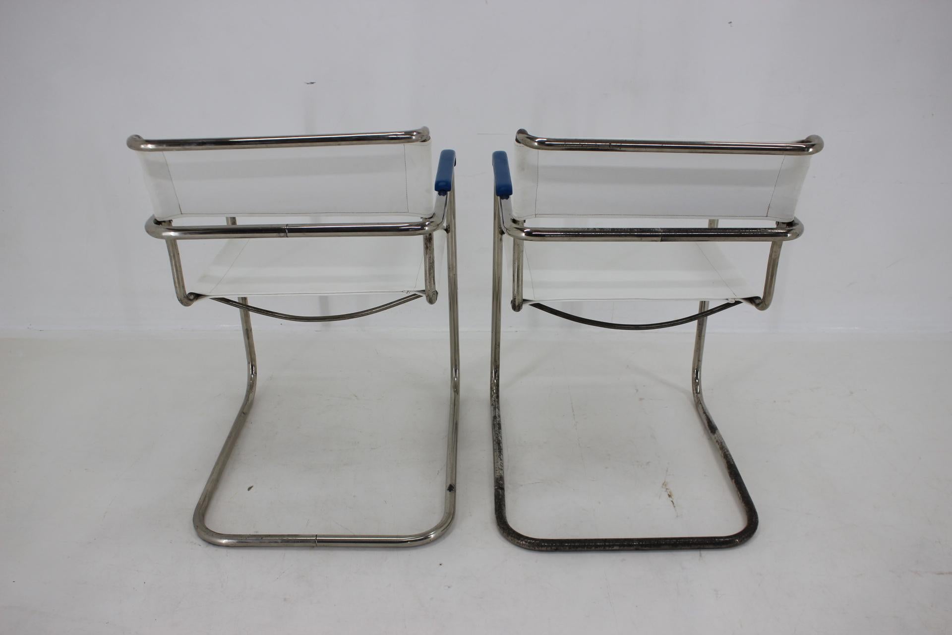 1930s M. Breuer Set of  B10 Bauhaus Tubular Table + B34 Armachairs by M. Melder For Sale 11