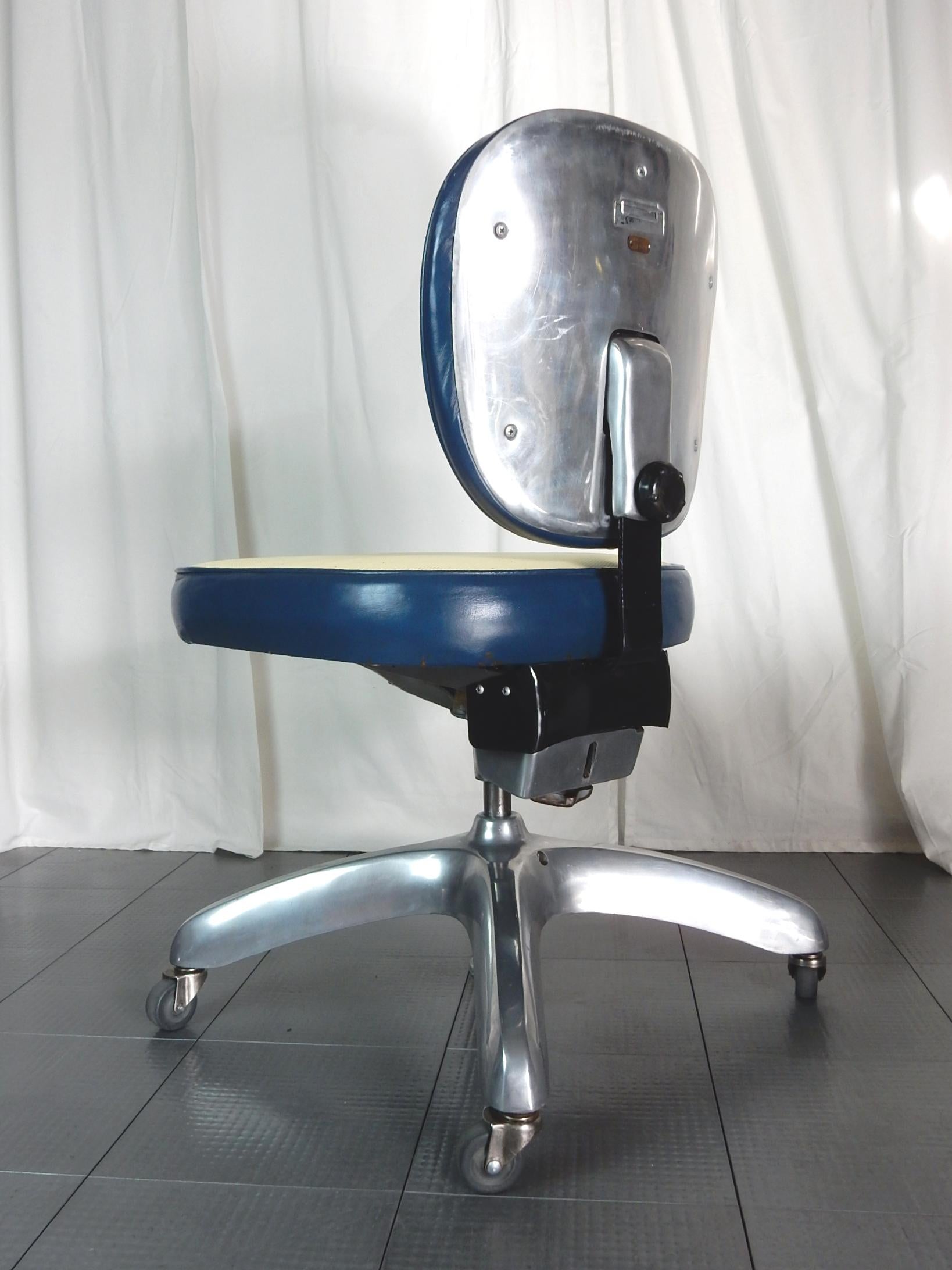 Metal 1930s Machine Age Polished Aluminum, Air Flow, Propeller Chair by Cramer For Sale