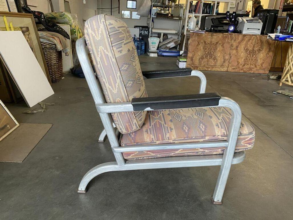 1930s Machine Age Streamline Aluminum Tubular Lounge Club Chair In Excellent Condition For Sale In Van Nuys, CA