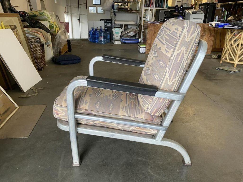 Mid-20th Century 1930s Machine Age Streamline Aluminum Tubular Lounge Club Chair For Sale