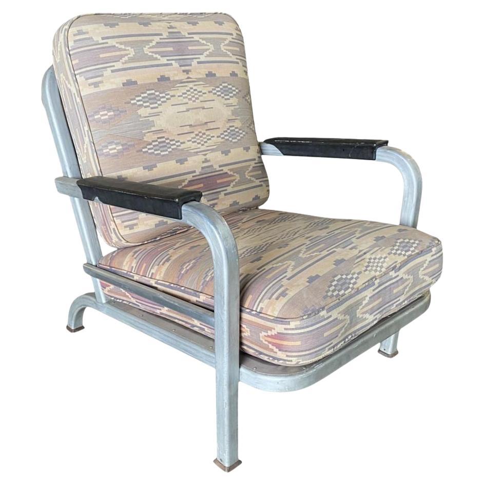 1930s Machine Age Streamline Aluminum Tubular Lounge Club Chair For Sale