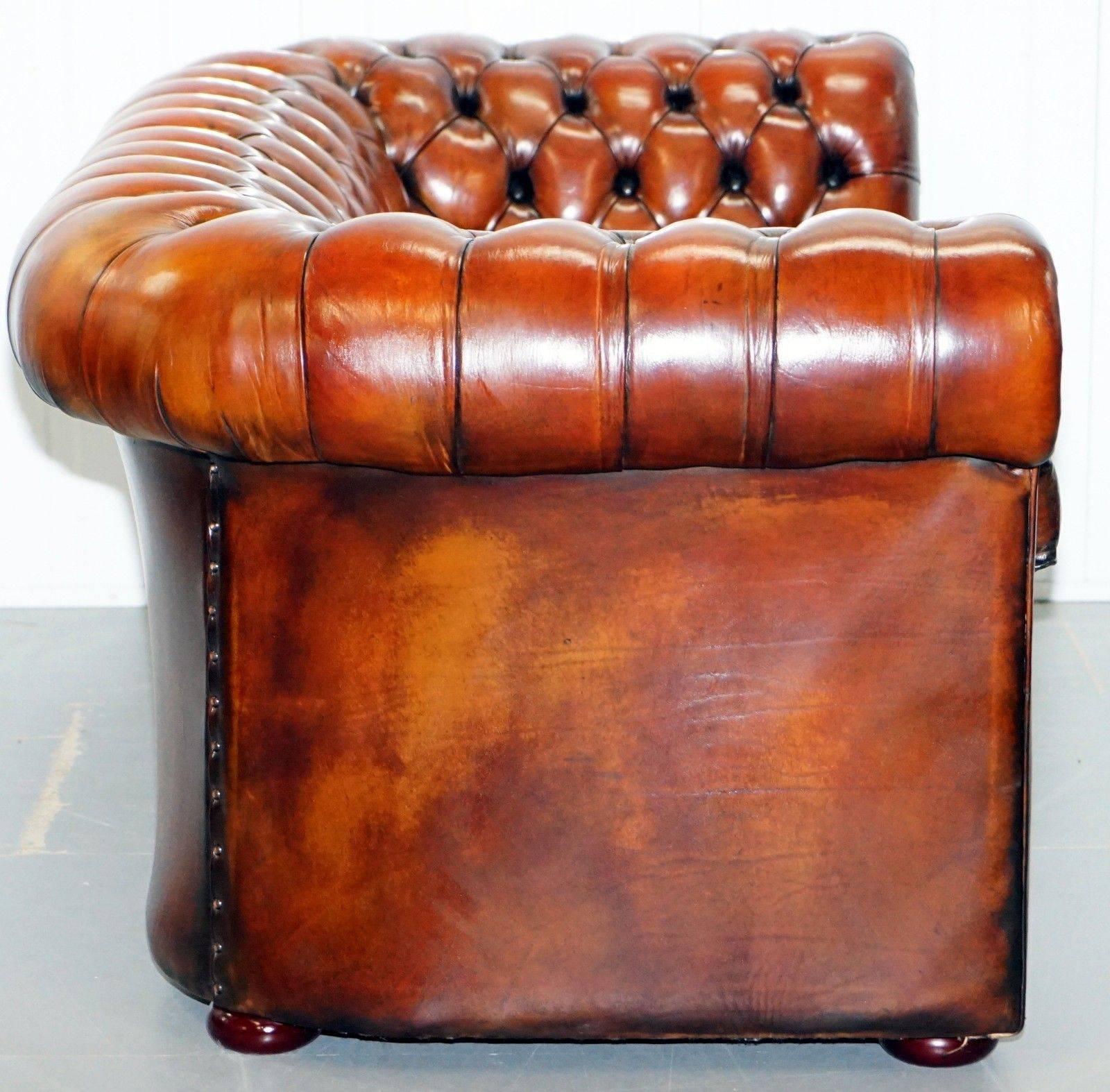 1930s Made in England Restored Hand Dyed Chesterfield Club Sofa Feather Filled 2