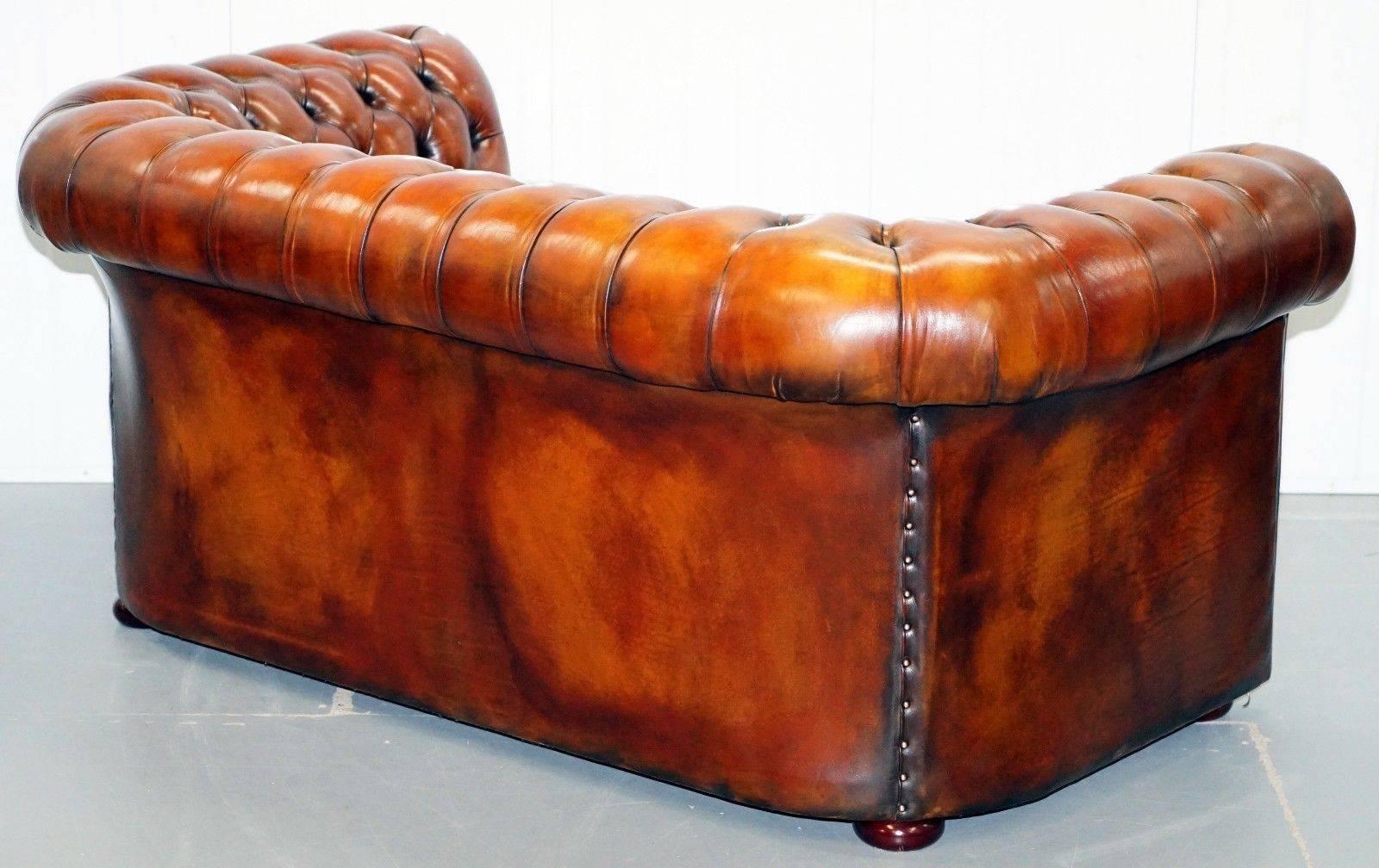 1930s Made in England Restored Hand Dyed Chesterfield Club Sofa Feather Filled 3