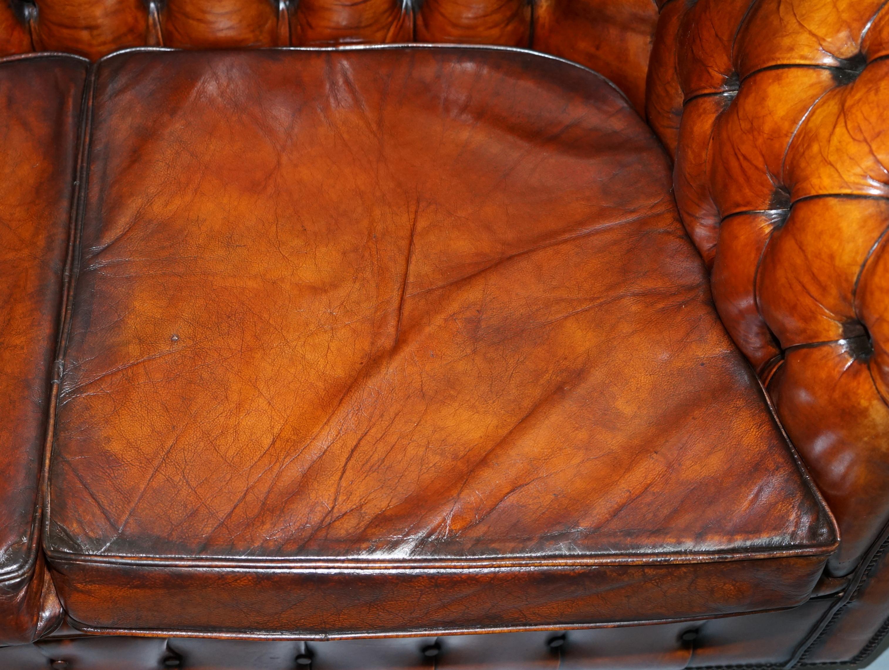 1930s Made in England Restored Hand Dyed Chesterfield Club Sofa Feather Filled 6