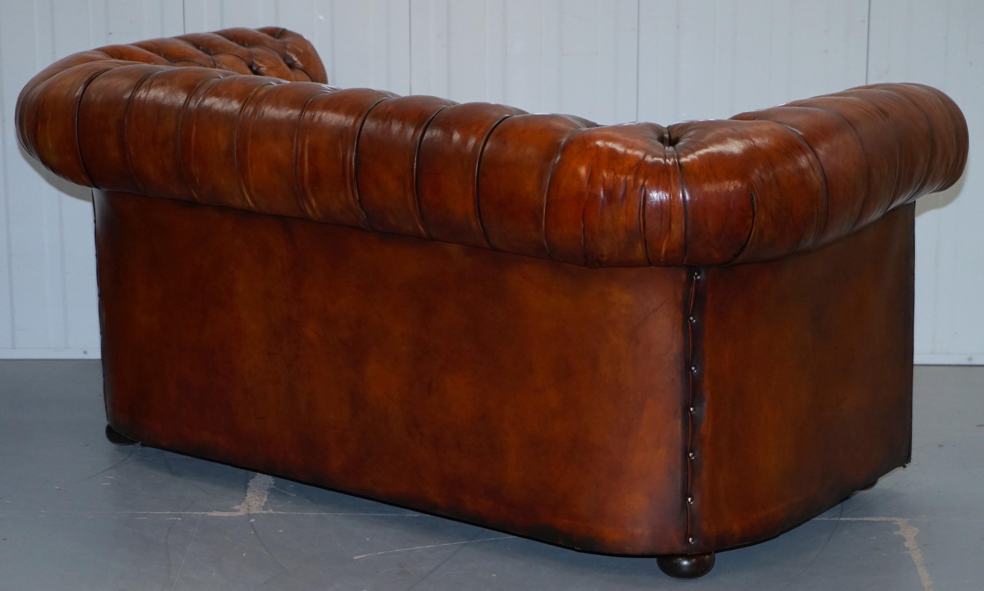 1930s Made in England Restored Hand Dyed Chesterfield Club Sofa Feather Filled 10