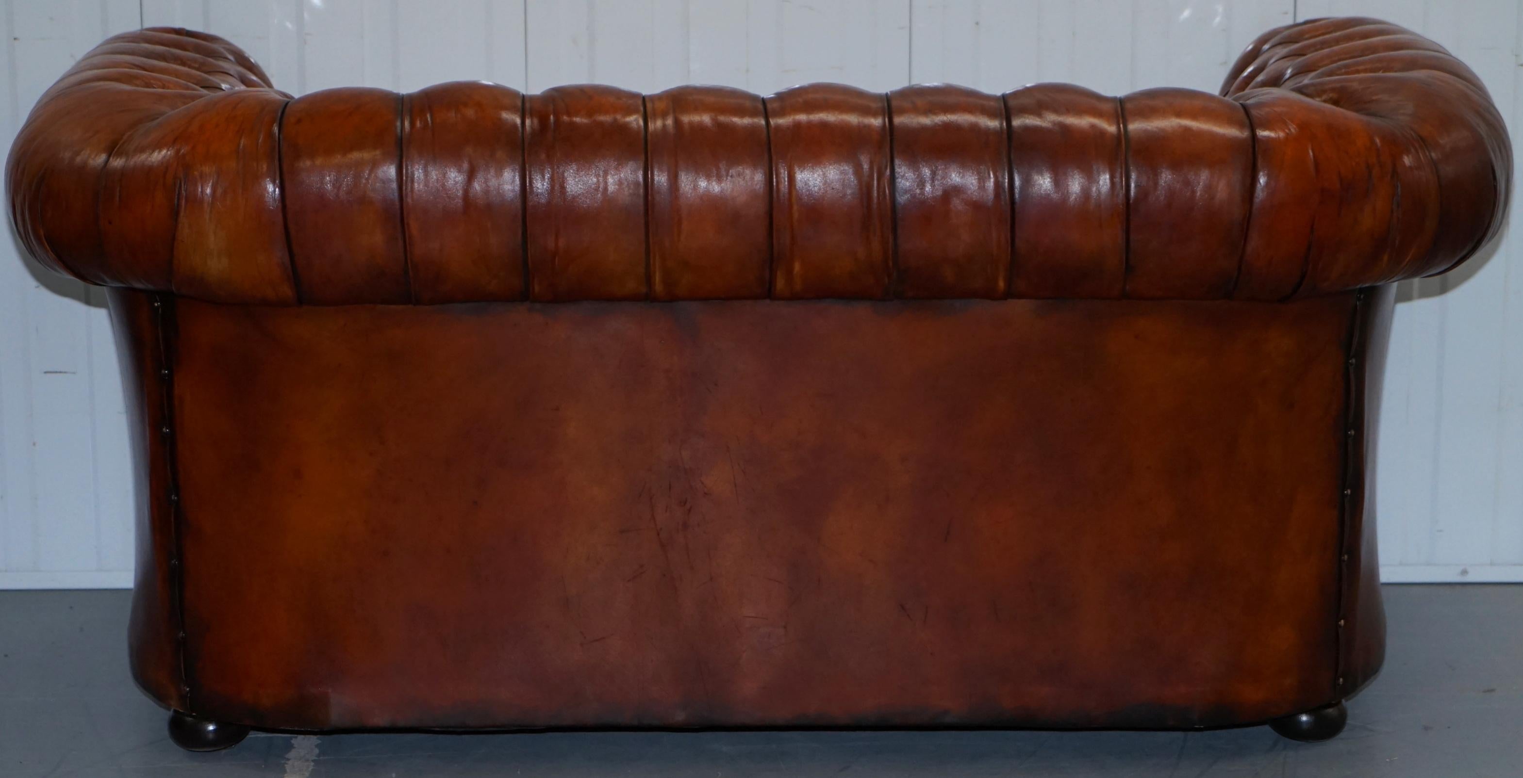 1930s Made in England Restored Hand Dyed Chesterfield Club Sofa Feather Filled 11