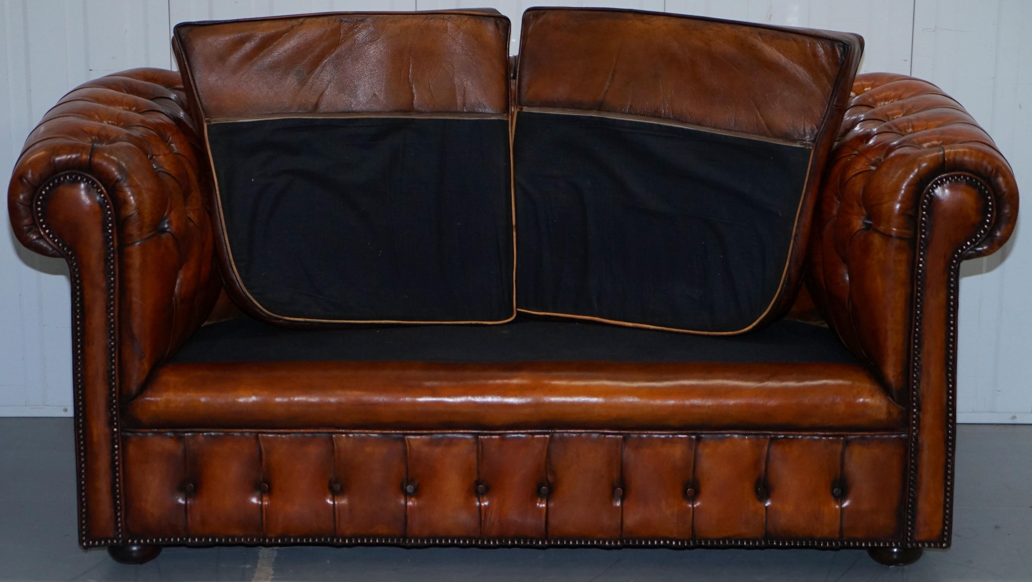 1930s Made in England Restored Hand Dyed Chesterfield Club Sofa Feather Filled 12