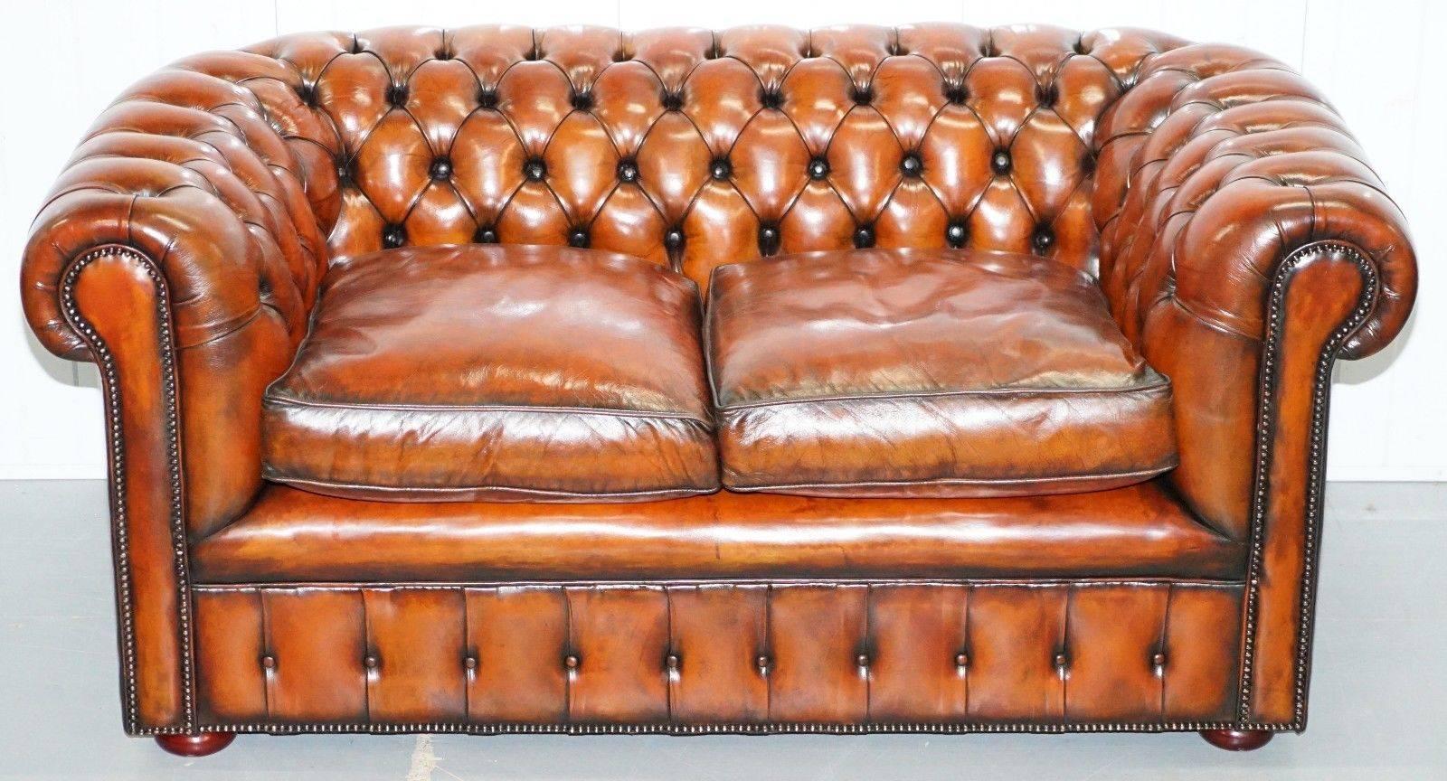 We are delighted to offer for sale this very rare absolutely stunning circa 1930's fully restored Chesterfield aged whiskey brown leather gentleman’s club sofa with very comfortable feather filled seat cushions

Where to begin, if you’re looking