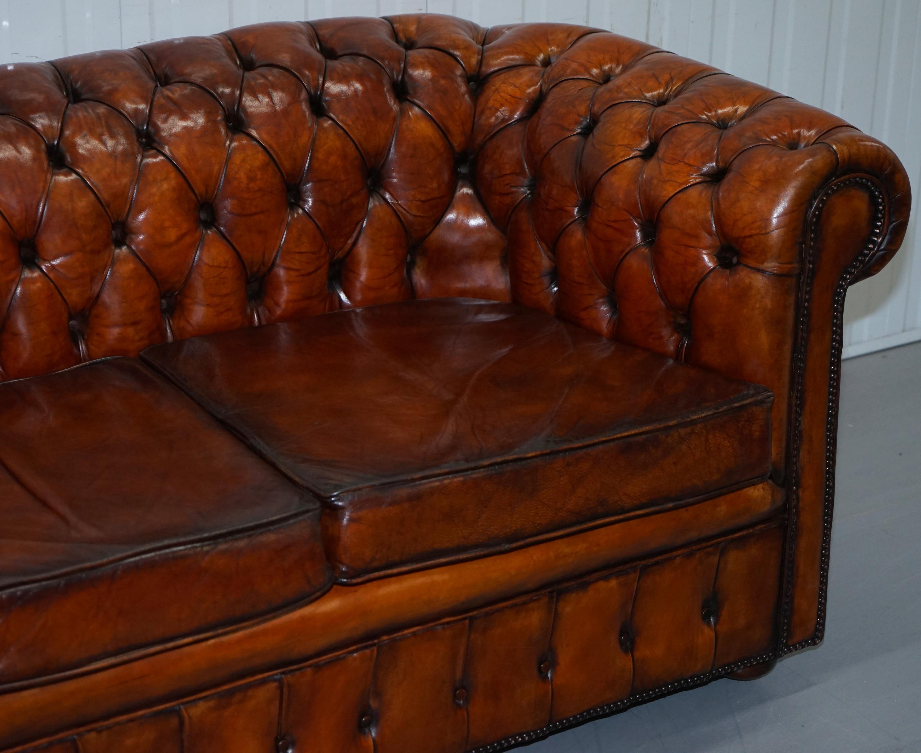 Hand-Crafted 1930s Made in England Restored Hand Dyed Chesterfield Club Sofa Feather Filled