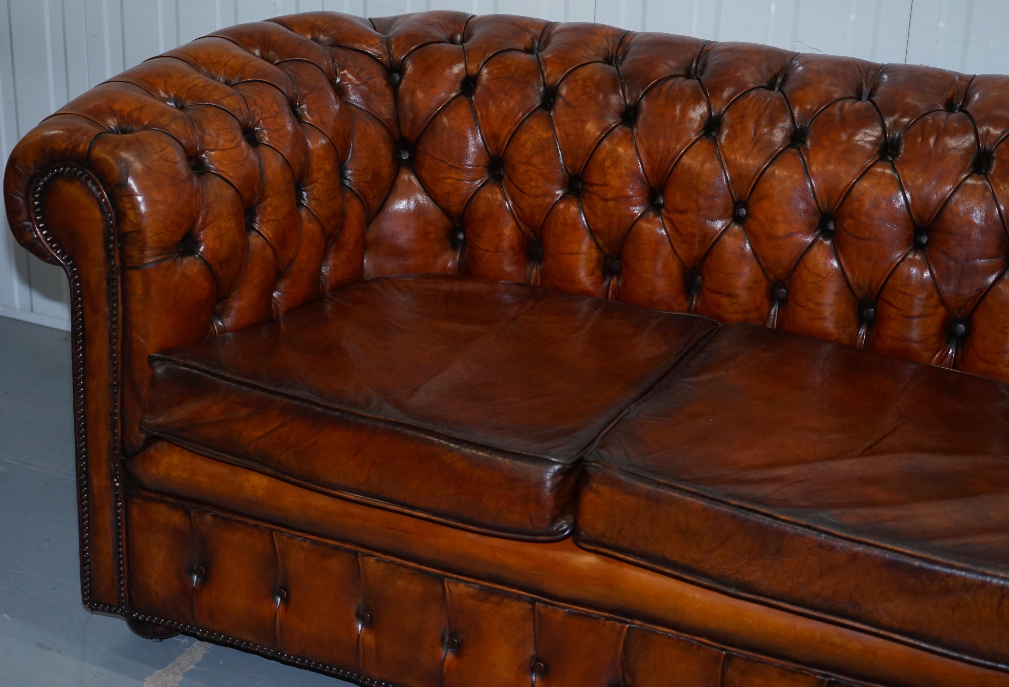 Mid-20th Century 1930s Made in England Restored Hand Dyed Chesterfield Club Sofa Feather Filled