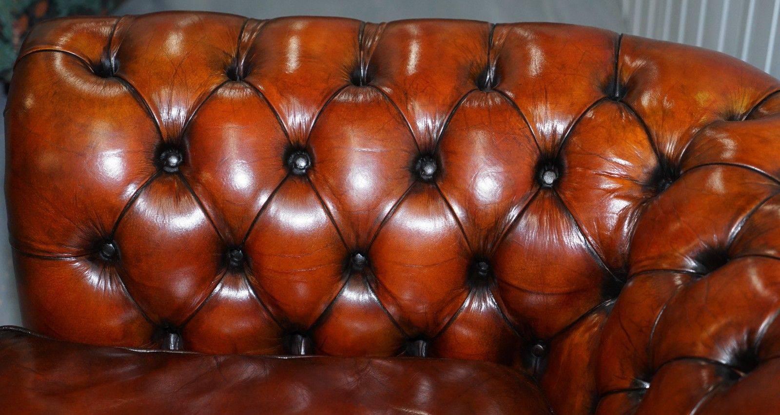 Mid-20th Century 1930s Made in England Restored Hand Dyed Chesterfield Club Sofa Feather Filled