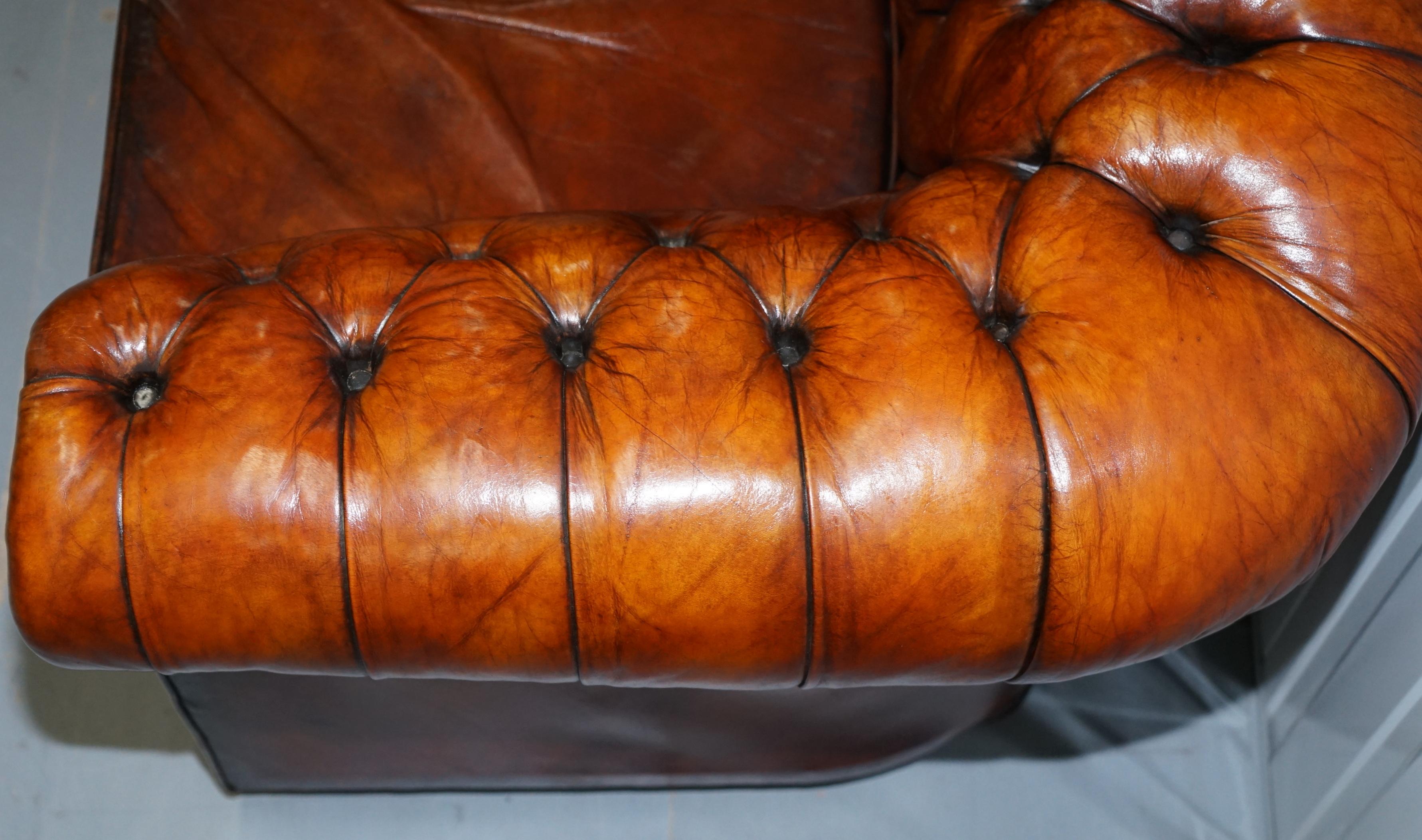 1930s Made in England Restored Hand Dyed Chesterfield Club Sofa Feather Filled 3