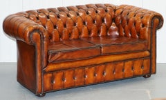 1930s Made in England Restored Hand Dyed Chesterfield Club Sofa Feather Filled