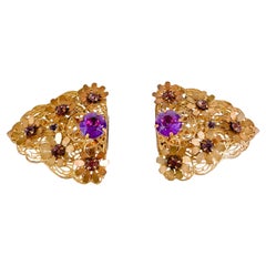 1930s  Magenta and Brass Dress Clips