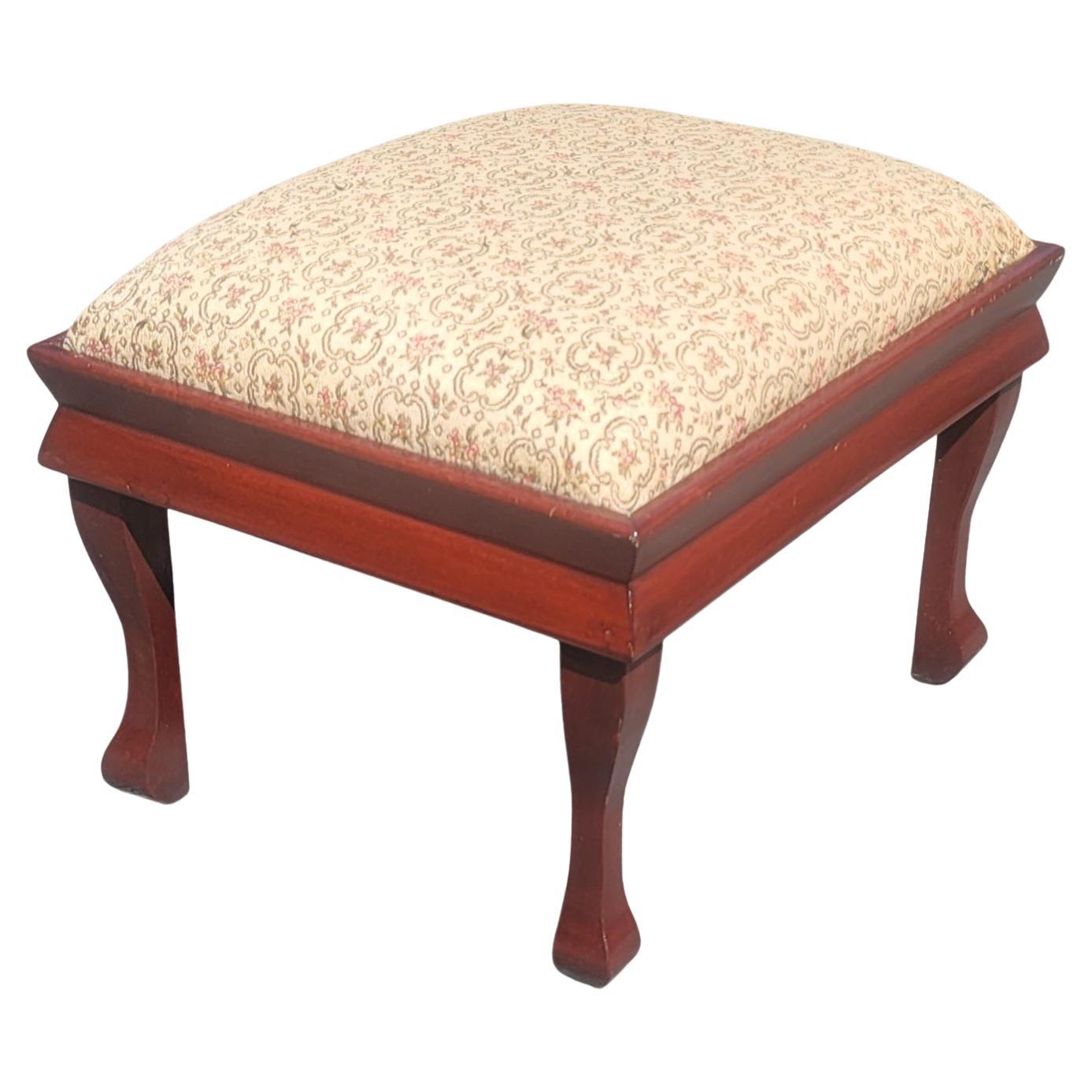 Art Deco 1930s Mahogany Upholstered Large FootStool For Sale