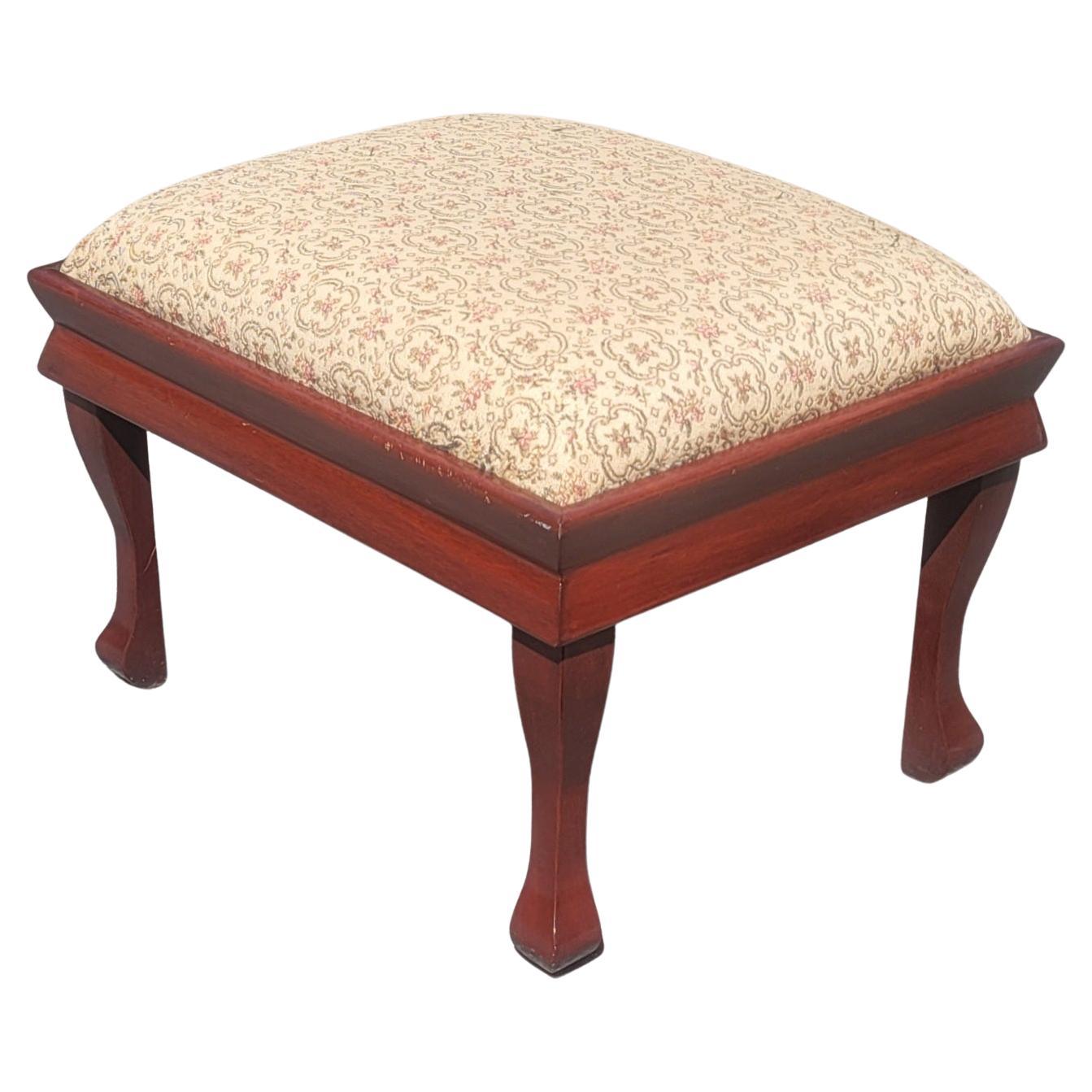 American 1930s Mahogany Upholstered Large FootStool For Sale
