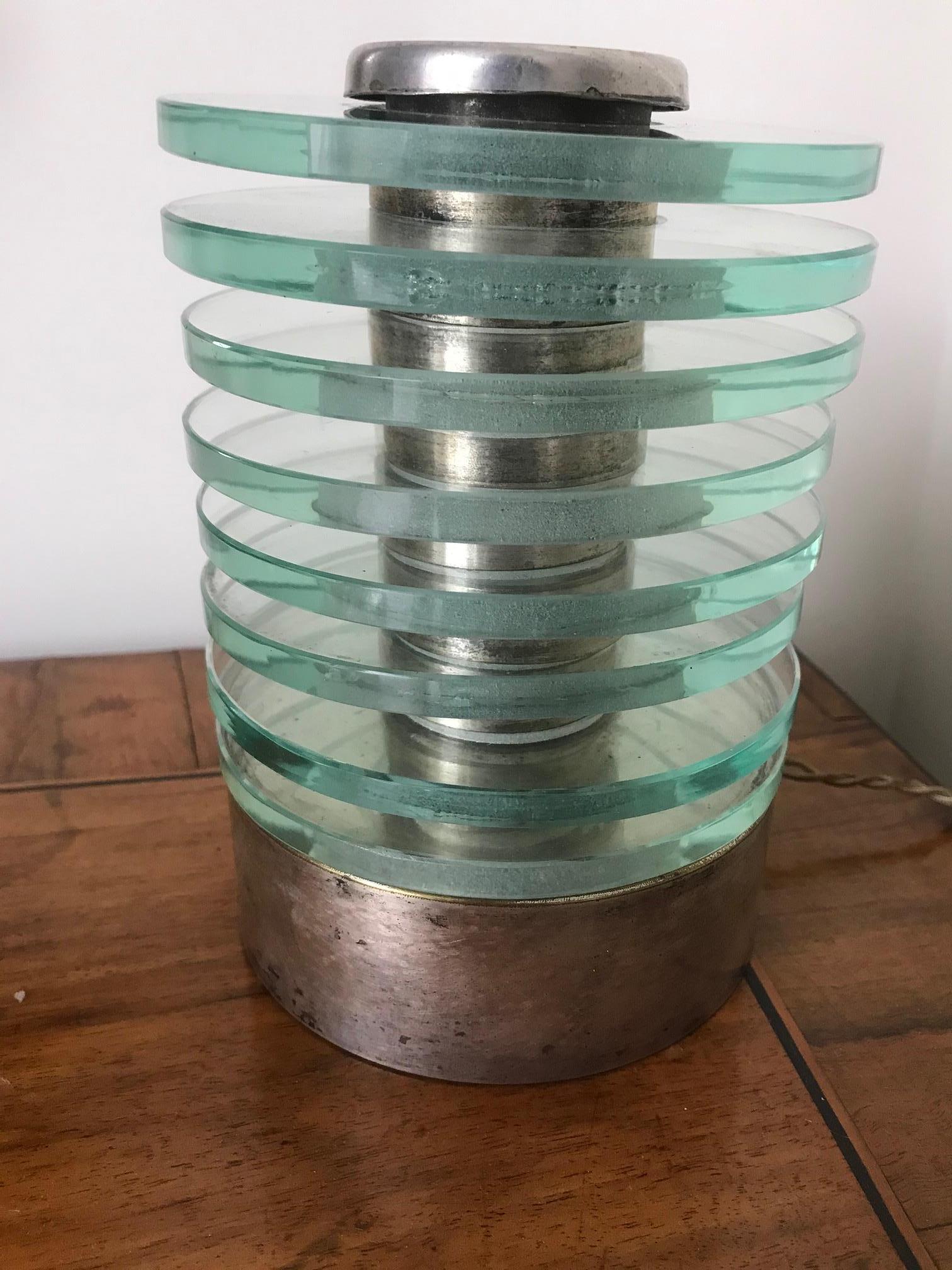 Glass 1930s Maison Desny Lamp For Sale