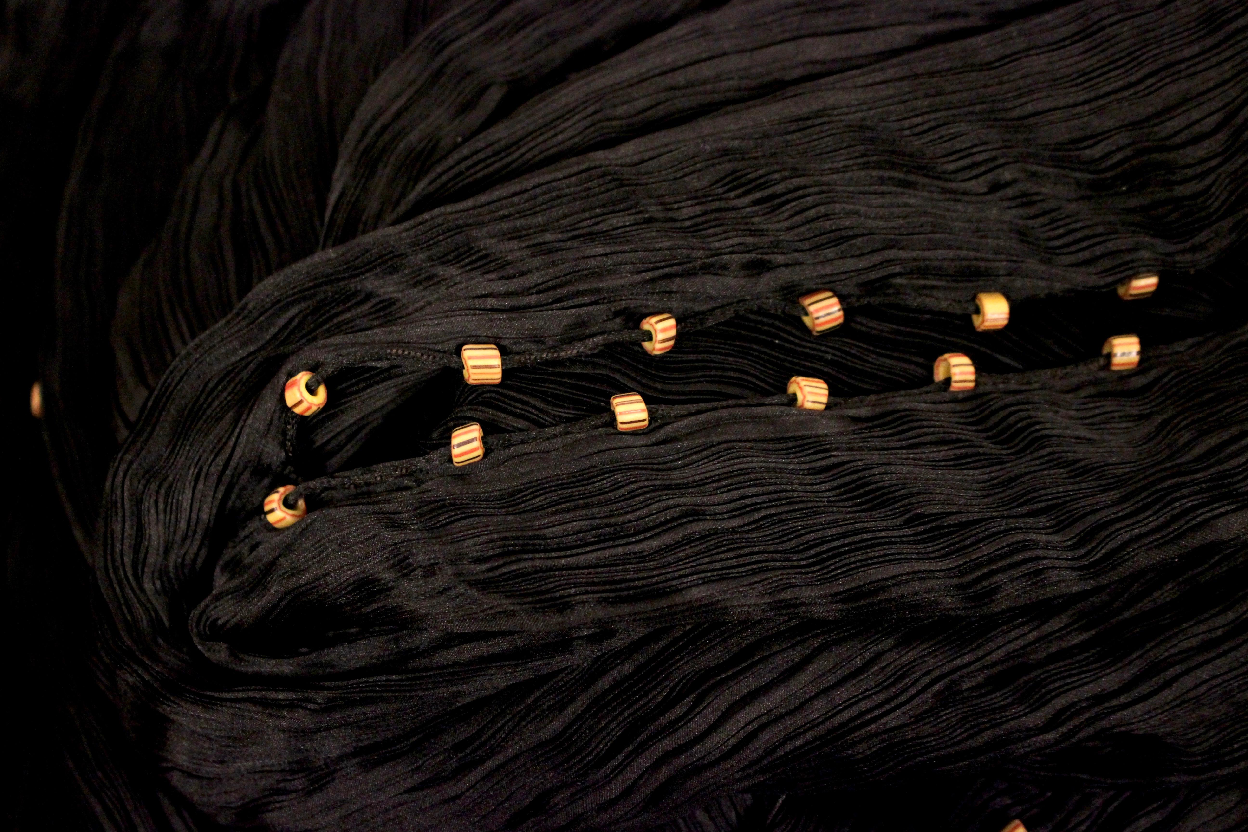 1930's MARIANO FORTUNY black silk pleated Delphos gown 1