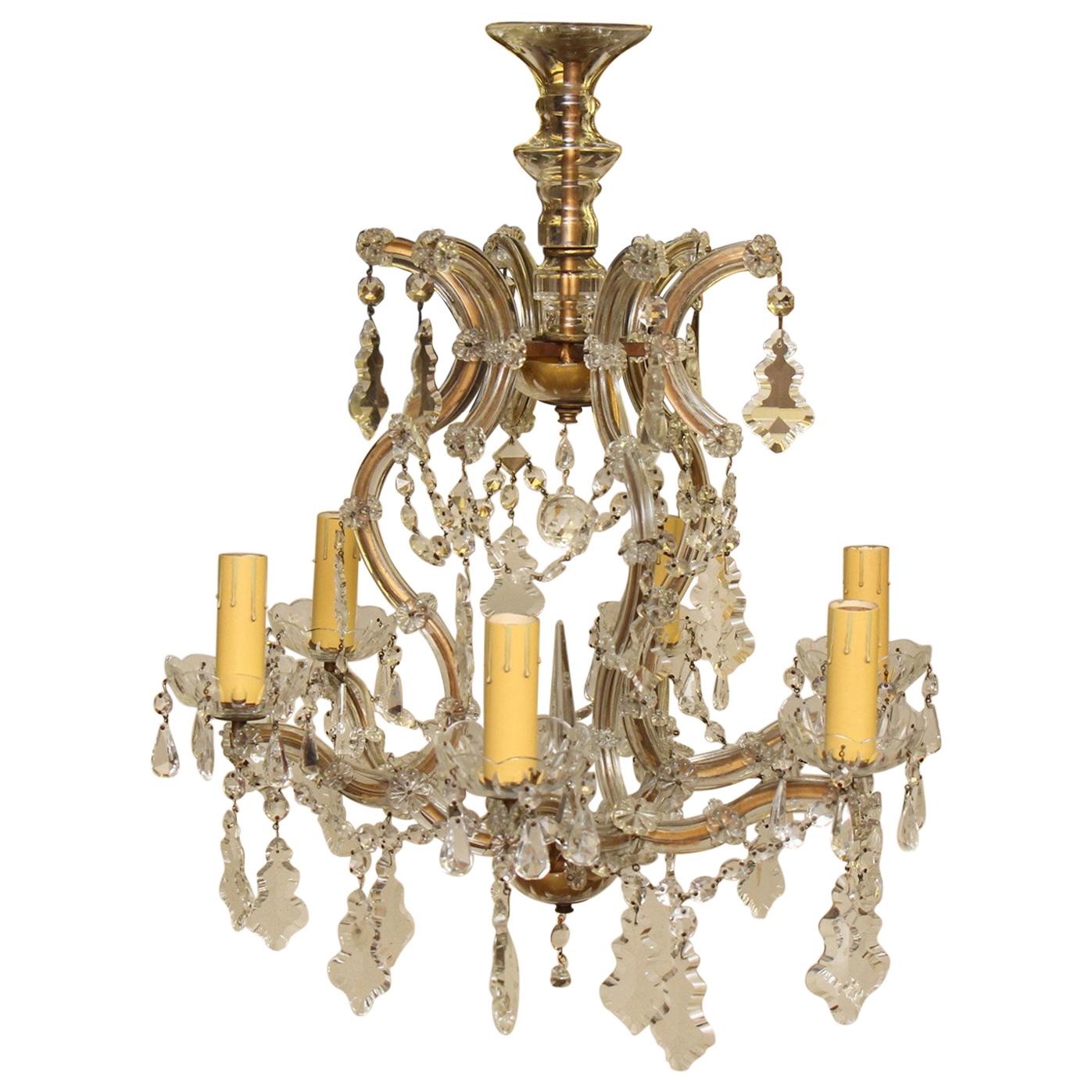 1930s Marie Therese Crystal Chandelier with Six Lights