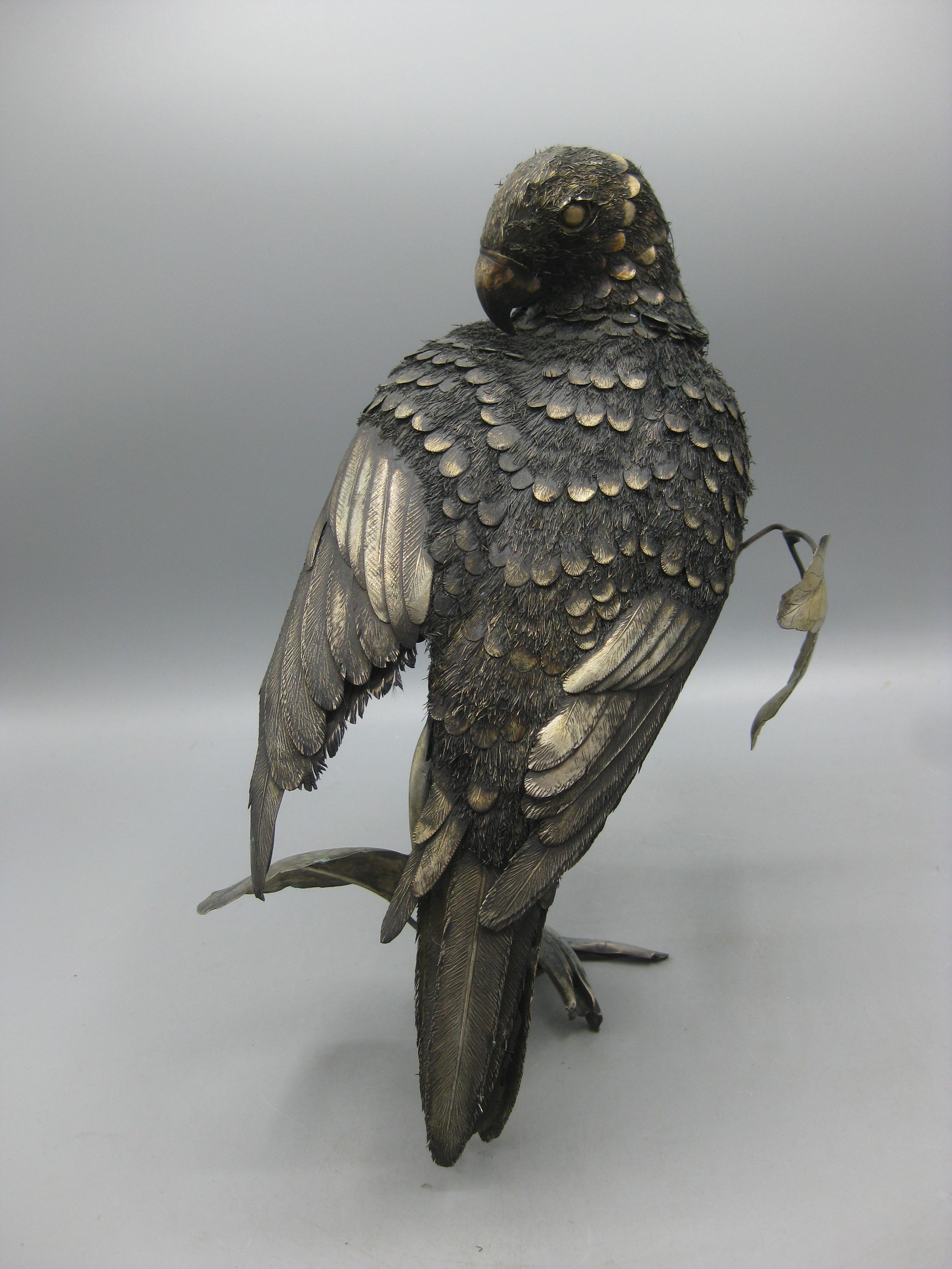 Mario Buccellati .800 Silber Italienische Papagei-Vogelstatue-Figur, Figur, Italien im Angebot 1