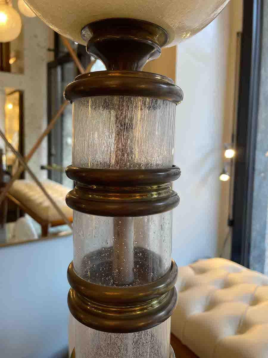 Italian 1930s Martinuzzi For Venini Glass and Brass Floor Lamp For Sale
