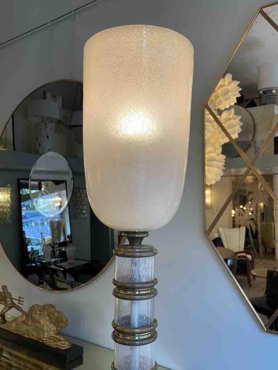 1930s Martinuzzi For Venini Glass and Brass Floor Lamp For Sale 2