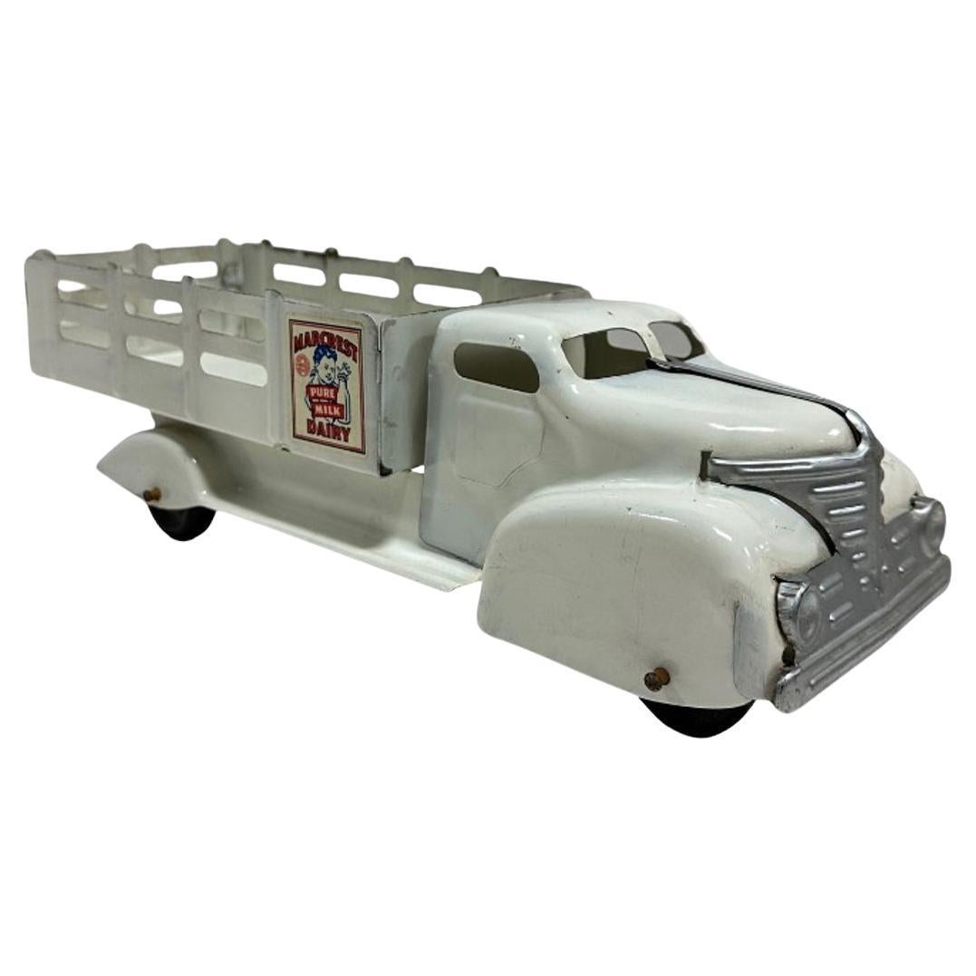 1930's Marx Marcrest Pressed Steel Pure Milk Dairy Toy Truck For Sale
