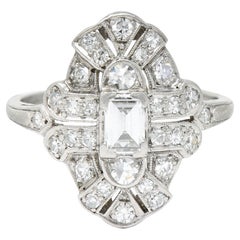 1930's Maurice Tishman Art Deco 0.75 Carat Diamond Platinum Dinner Ring