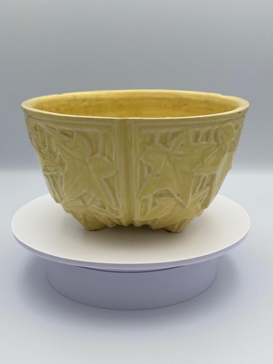 American 1930's McCoy Pottery Hanging Ivy Basket Planter For Sale