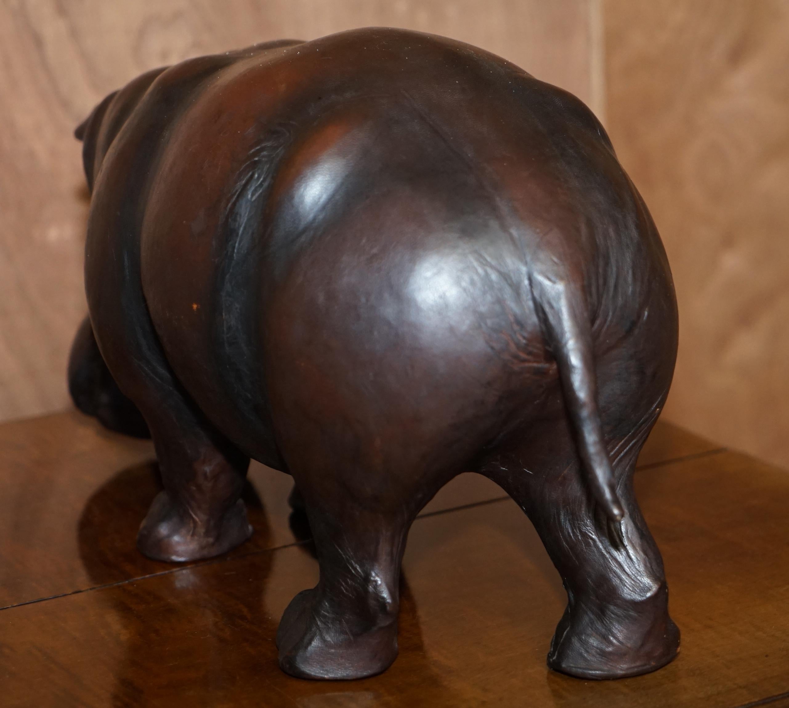 Mid-20th Century 1930's Medium Liberty's London Omersa Brown Leather Hippopotamus Footstool Stool