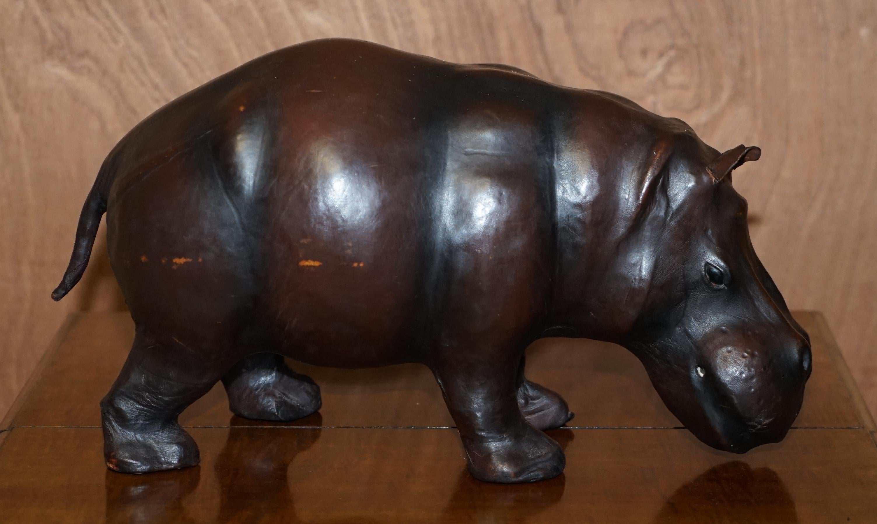 We are delighted to offer for sale this absolutely sublime very rare and original 1930’s Liberty’s London Omersa brown leather land dyed male Hippo stool or footstool

We have cleaned waxed and polished it from top to bottom, the condition is very