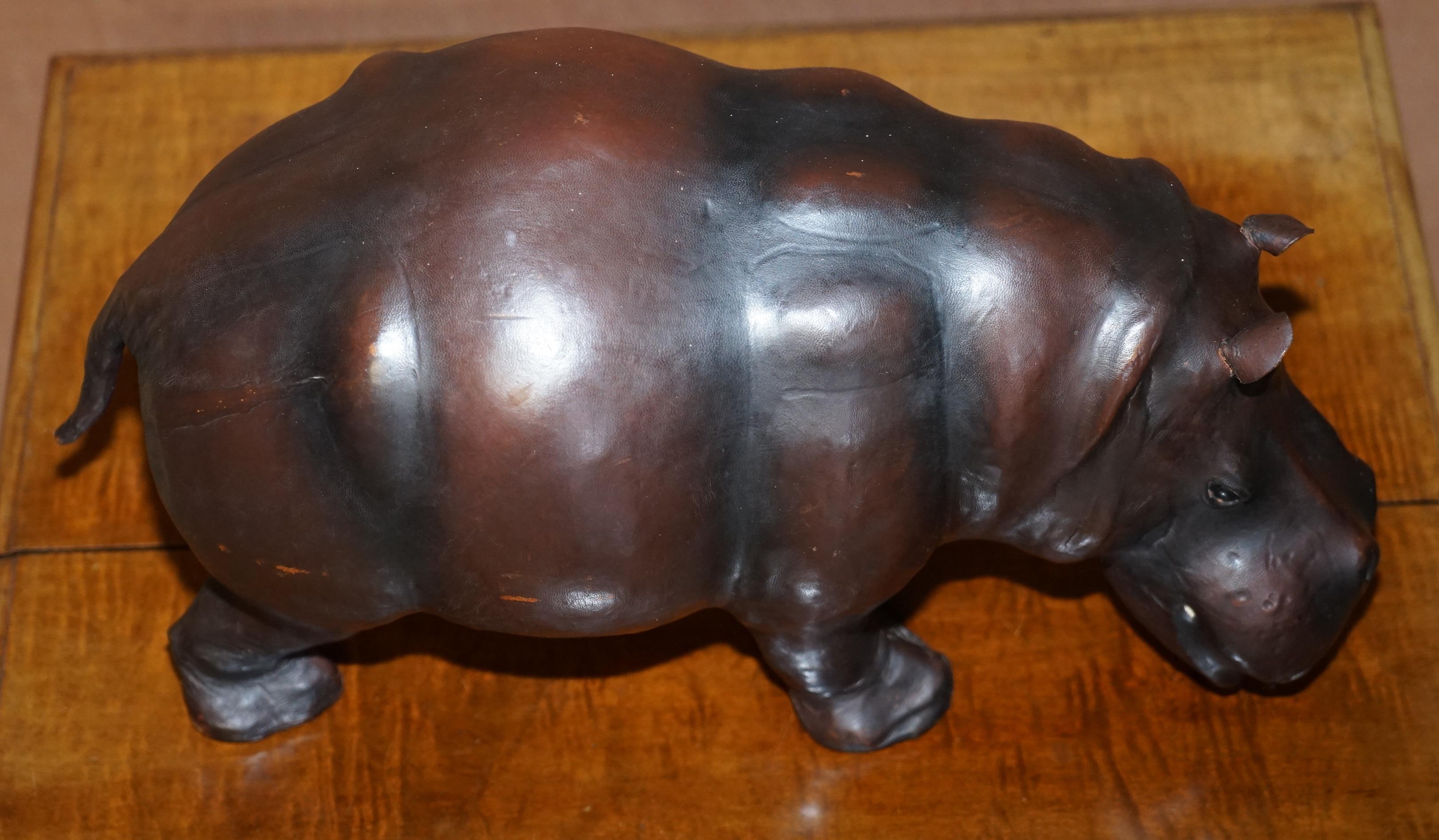 Hand-Crafted 1930's Medium Liberty's London Omersa Brown Leather Hippopotamus Footstool Stool