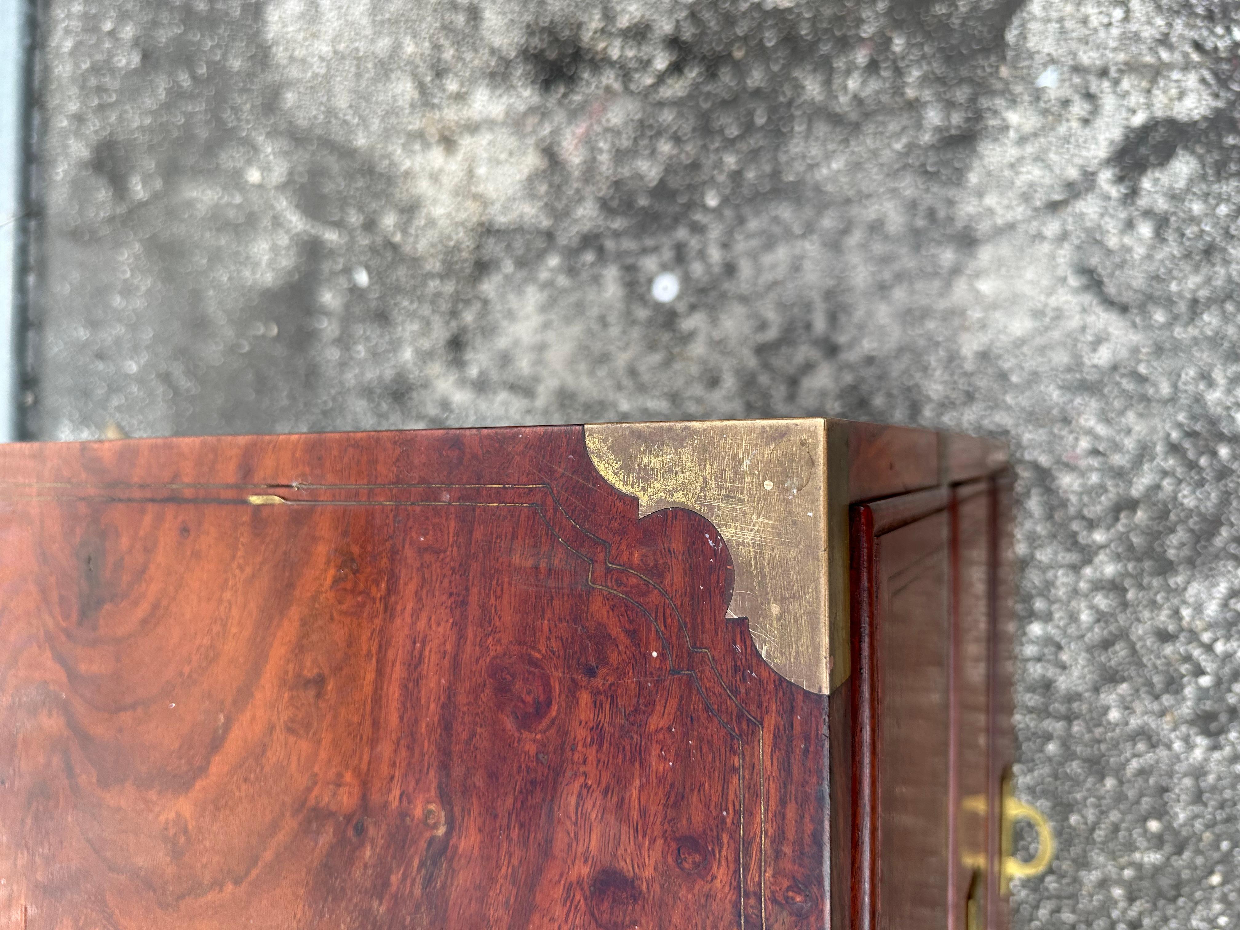 1930s Medium Pair Anglo-indian Campaign Style Nightstands, Set of 2 4