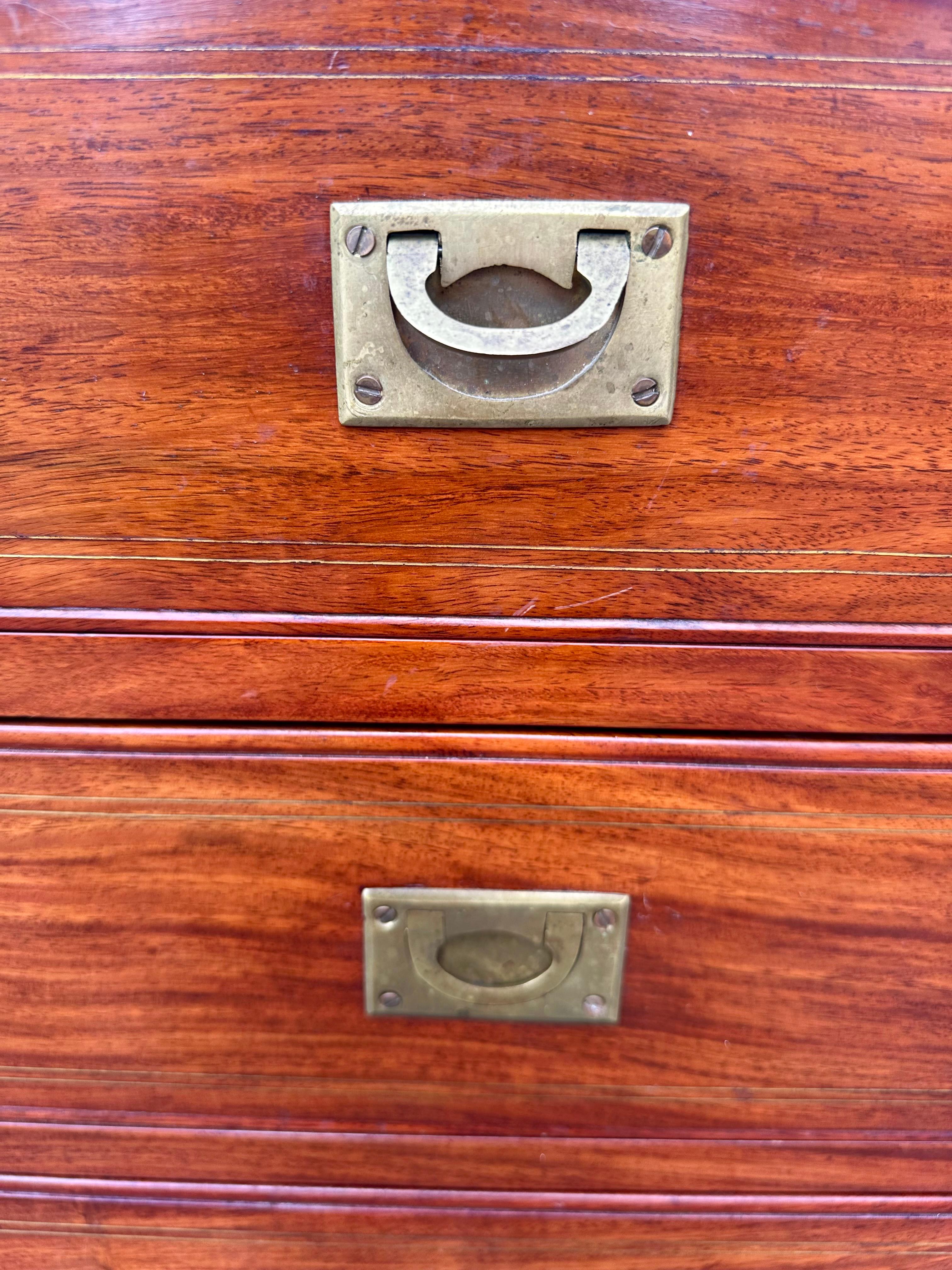 1930s Medium Pair Anglo-indian Campaign Style Nightstands, Set of 2 7