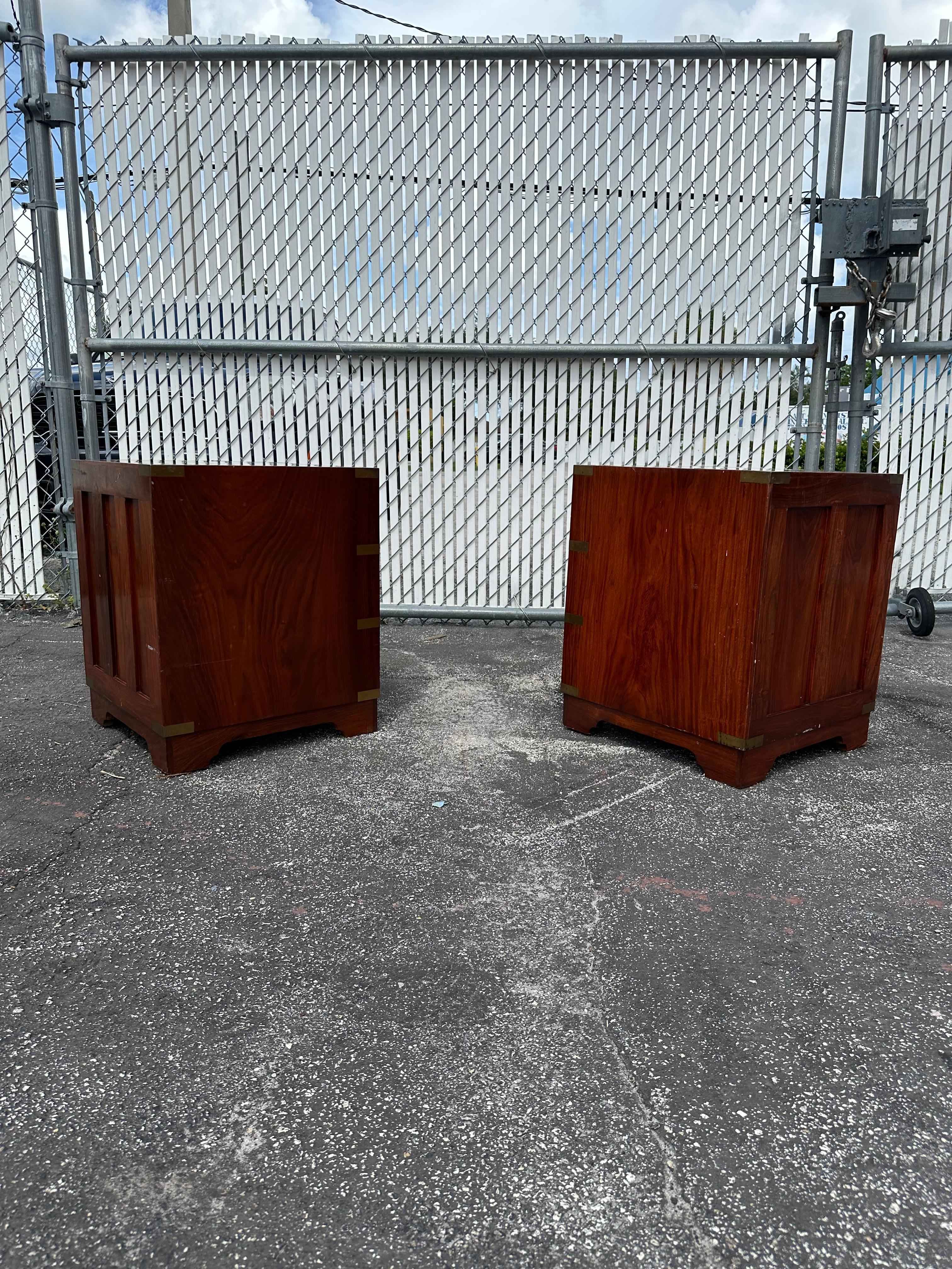 Mid-20th Century 1930s Medium Pair Anglo-indian Campaign Style Nightstands, Set of 2