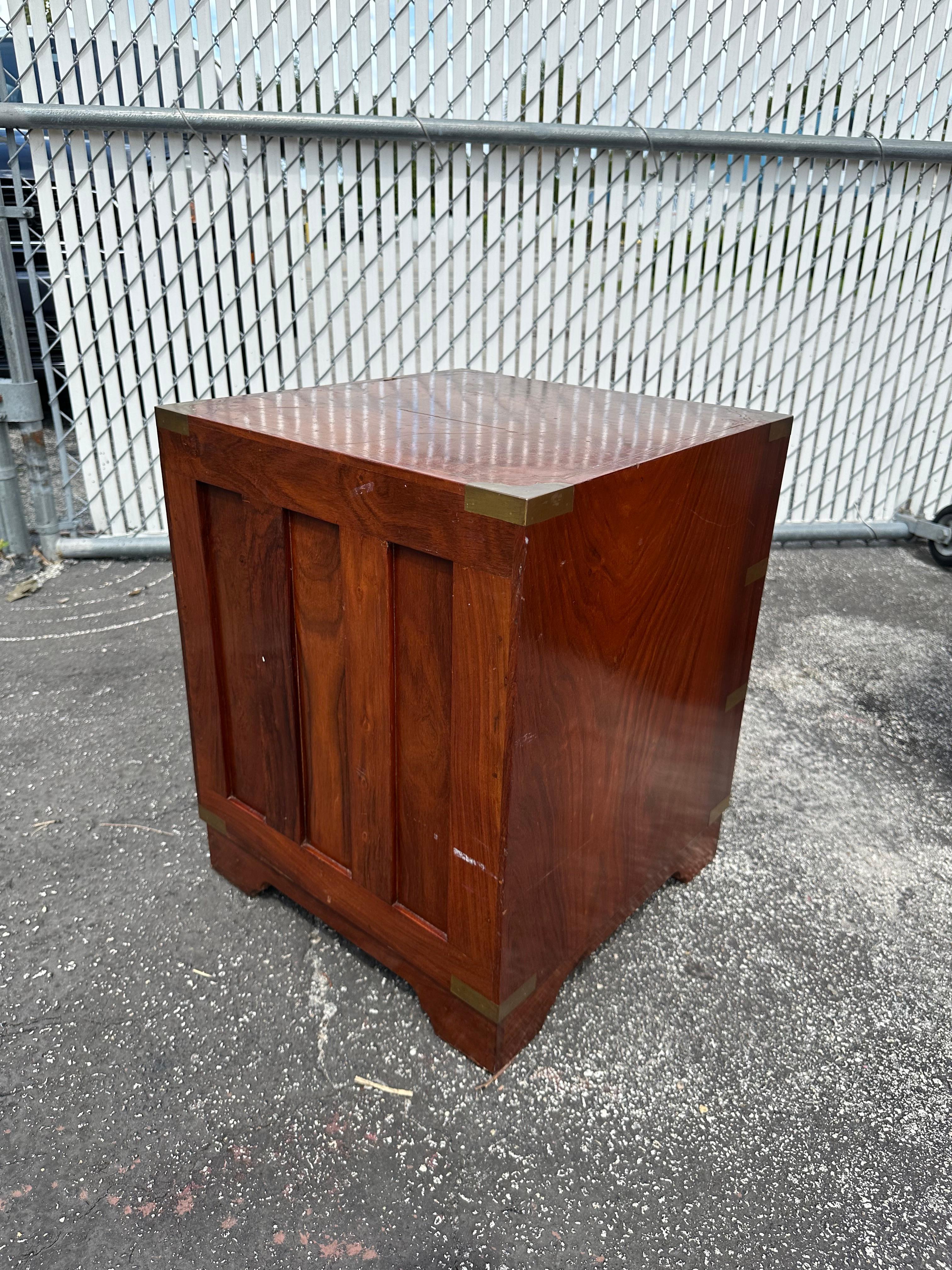 1930s Medium Pair Anglo-indian Campaign Style Nightstands, Set of 2 2
