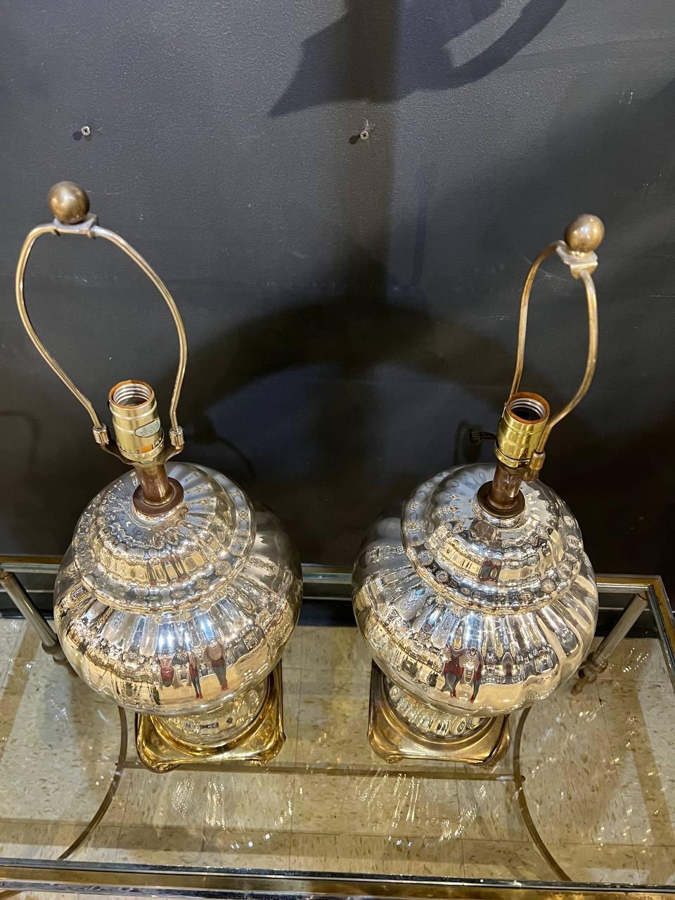 French Provincial 1930s Mercury Glass Table Lamps 