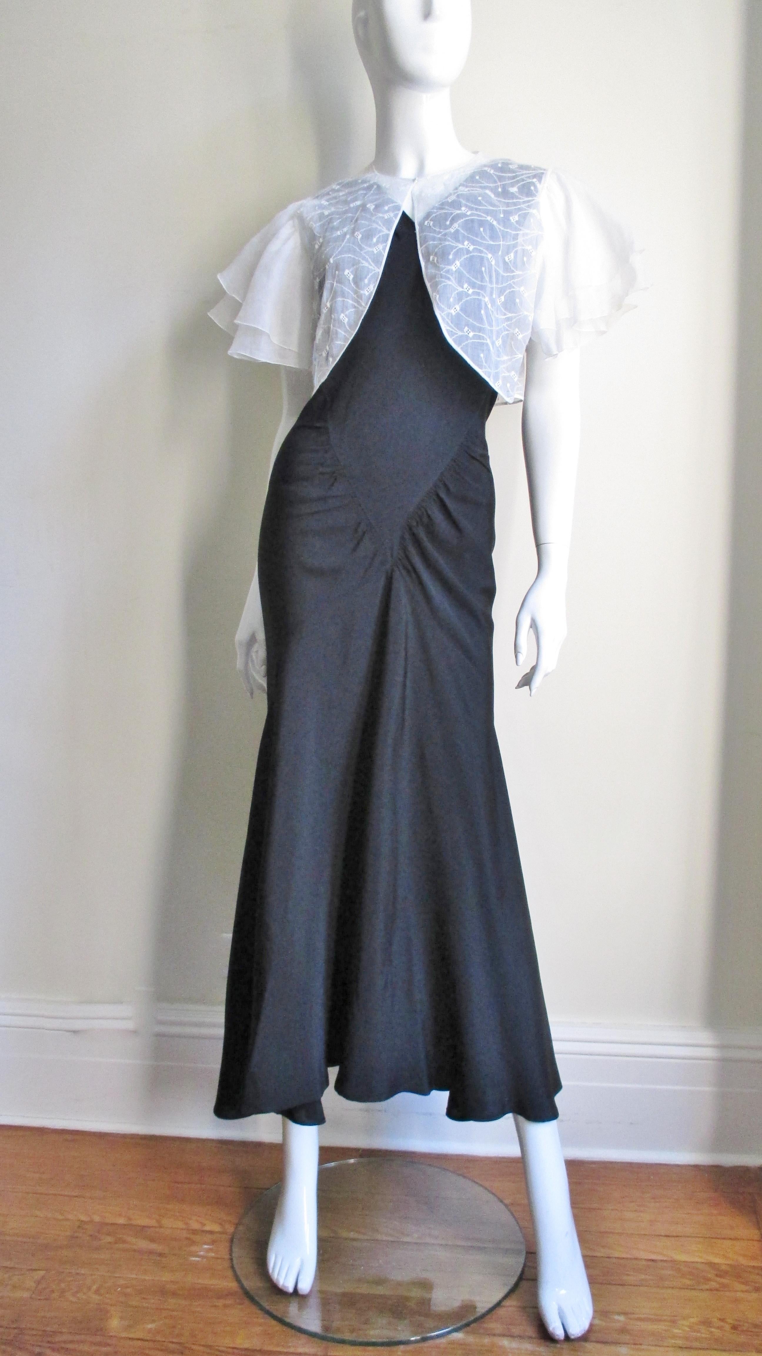 1930s Mermaid Gown with Broiderie Anglaise Shrug 6