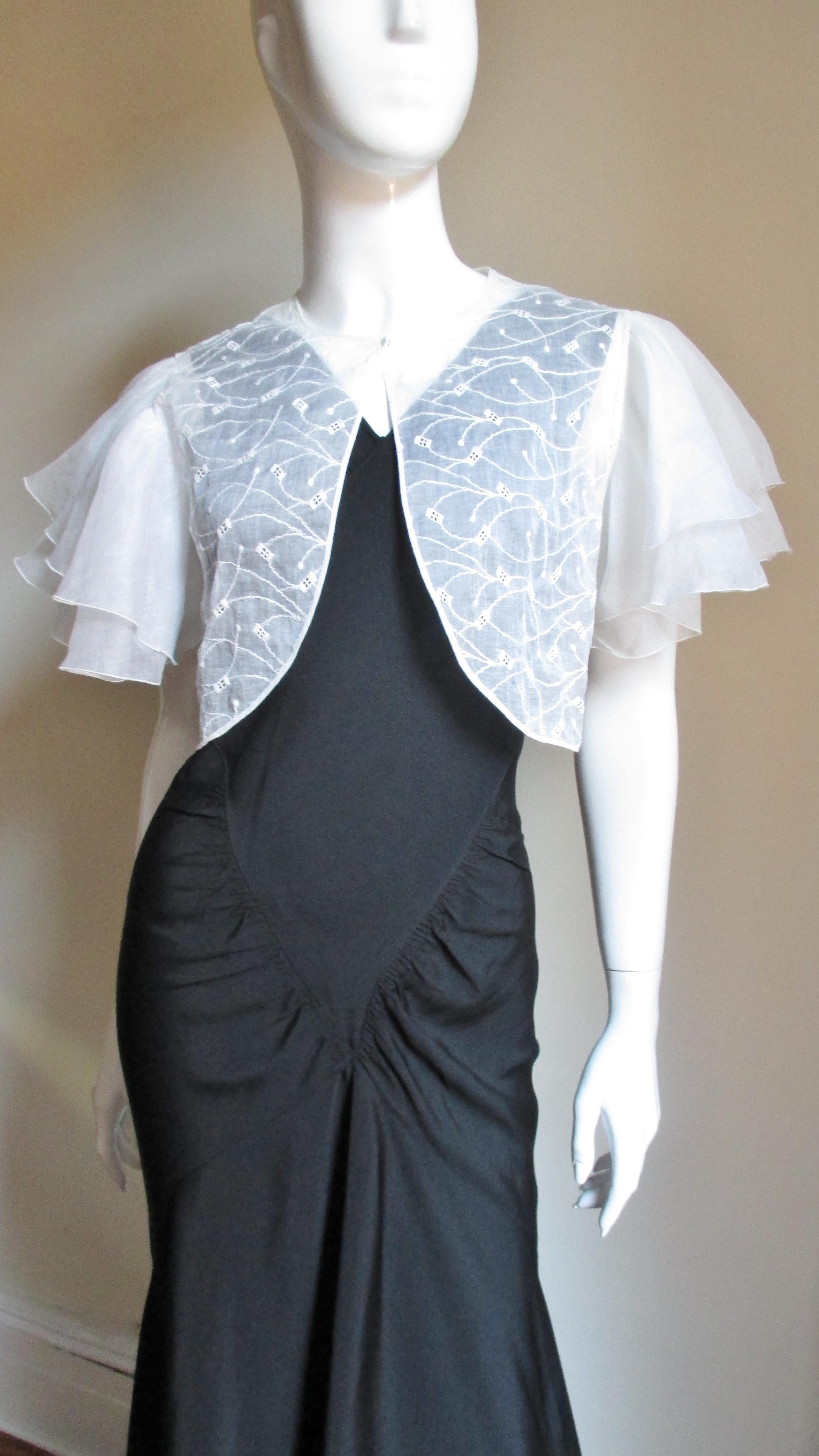 1930s Mermaid Gown with Broiderie Anglaise Shrug 2