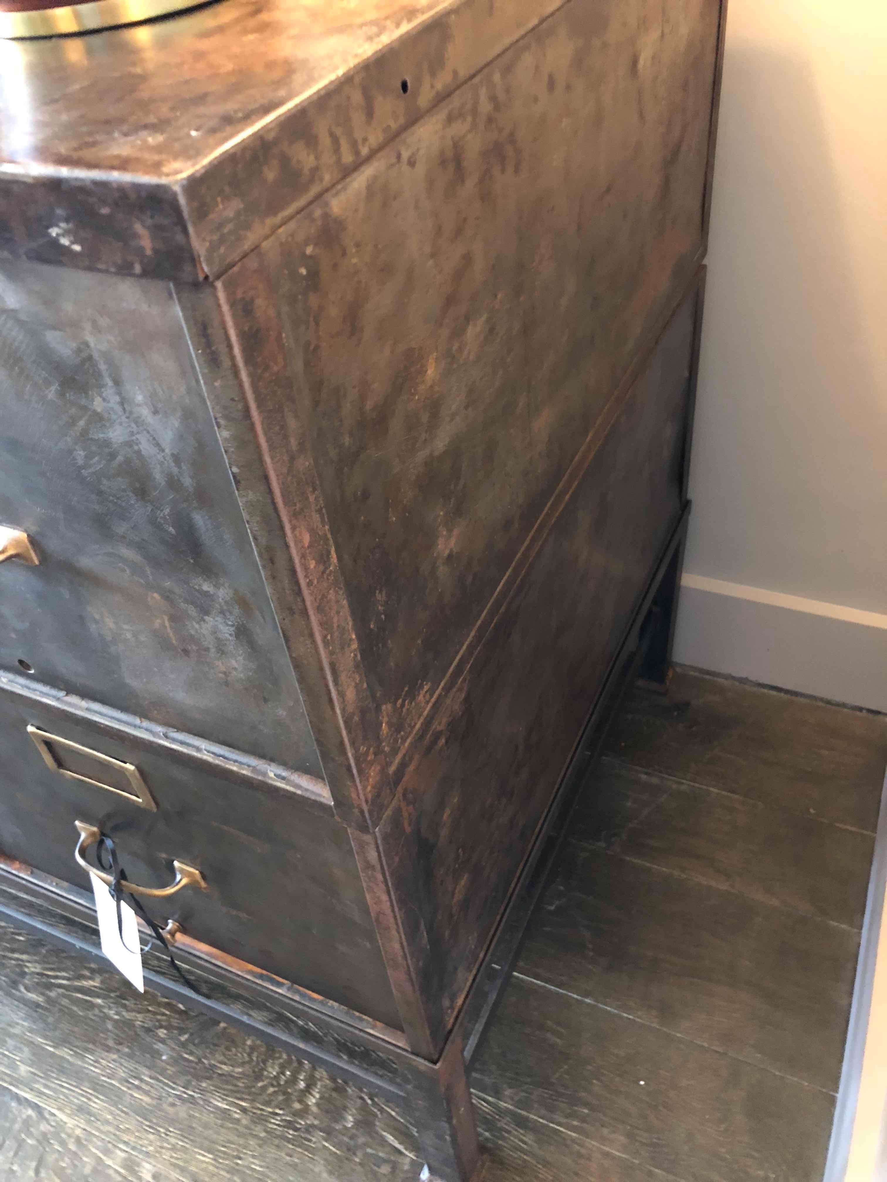 Mid-20th Century 1930s Metal Filing Cabinet with Four Drawers