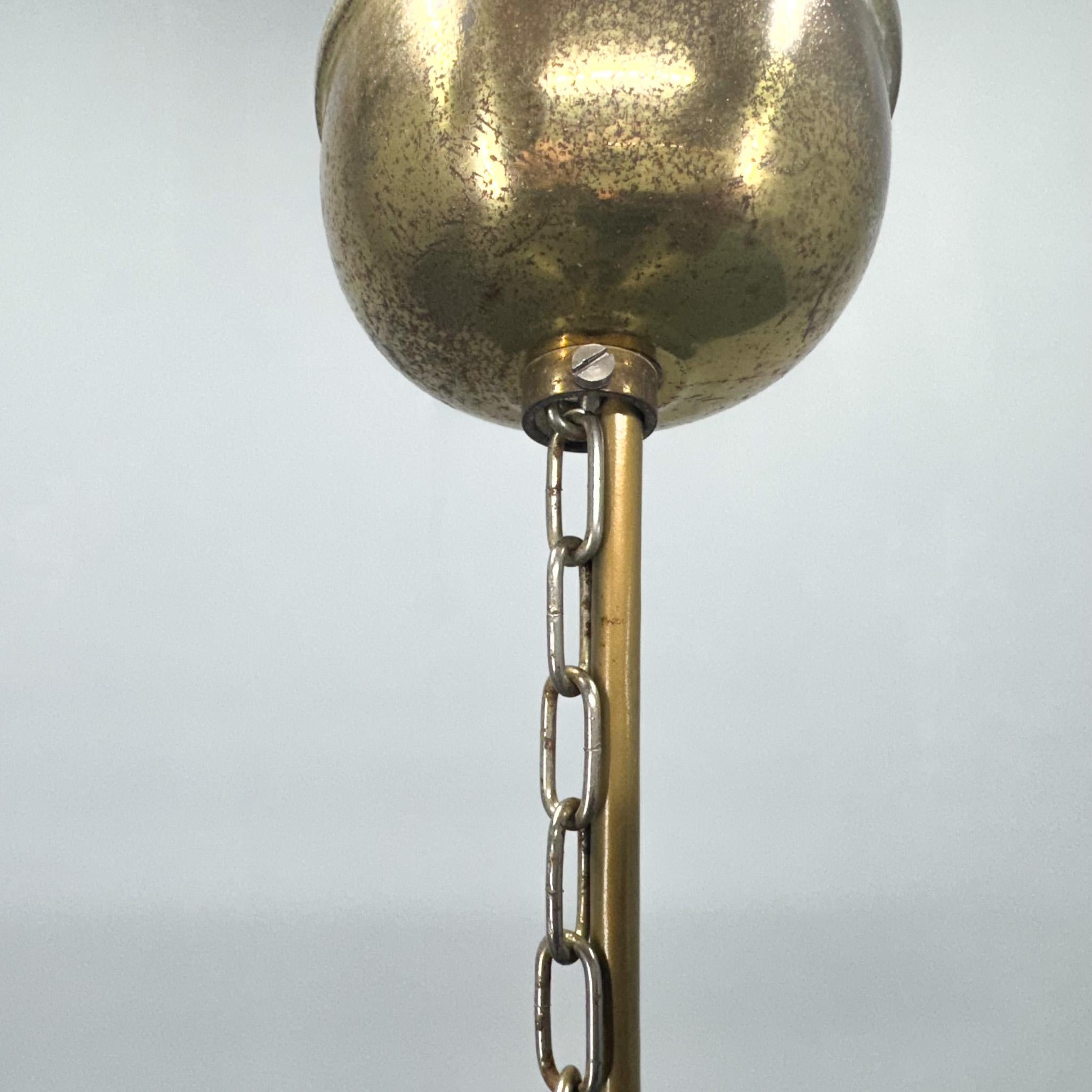 1930s Metal & Glass Fringe Pendant Light, France 1