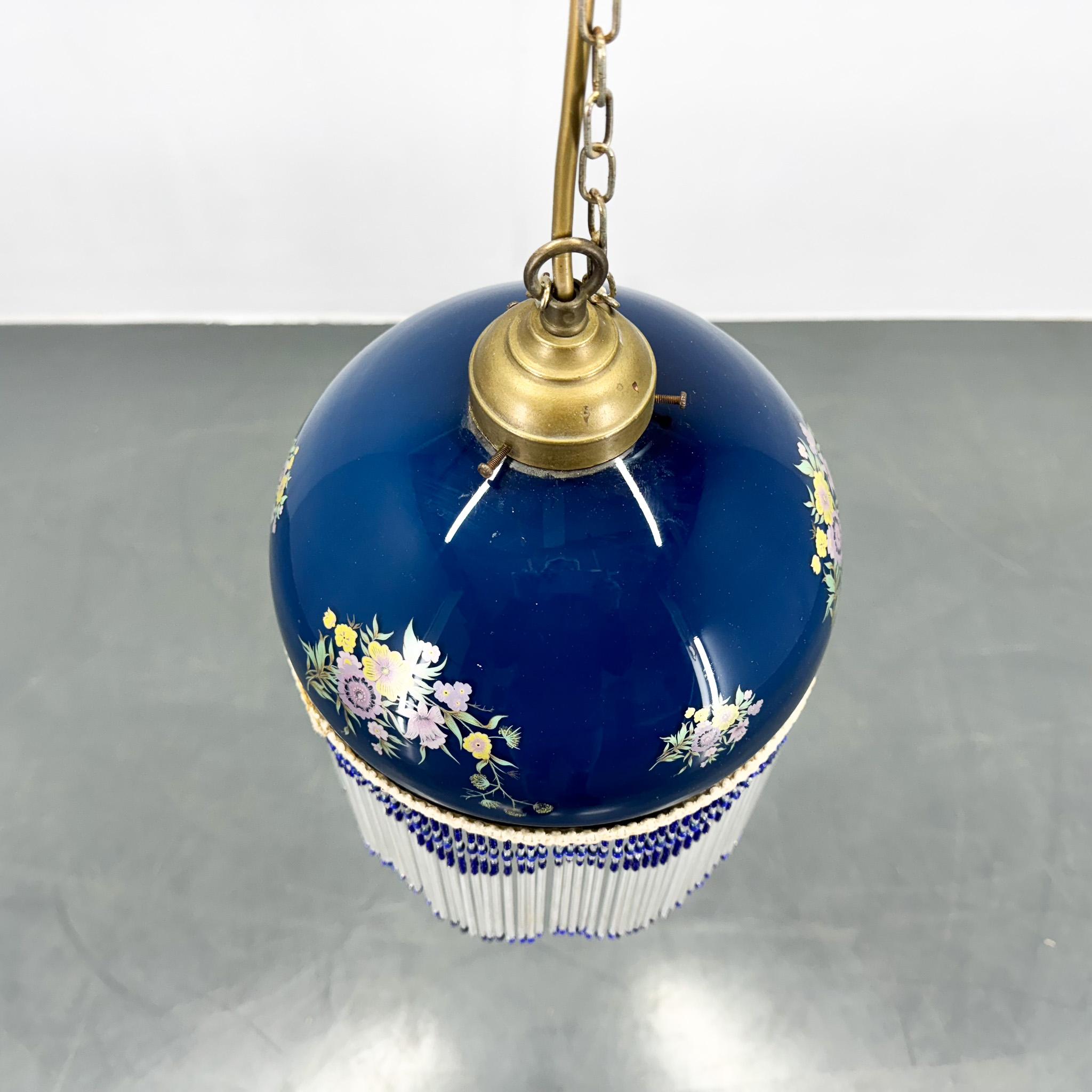 1930s Metal & Glass Fringe Pendant Light, France 3