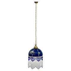 1930s Metal & Glass Fringe Pendant Light, France