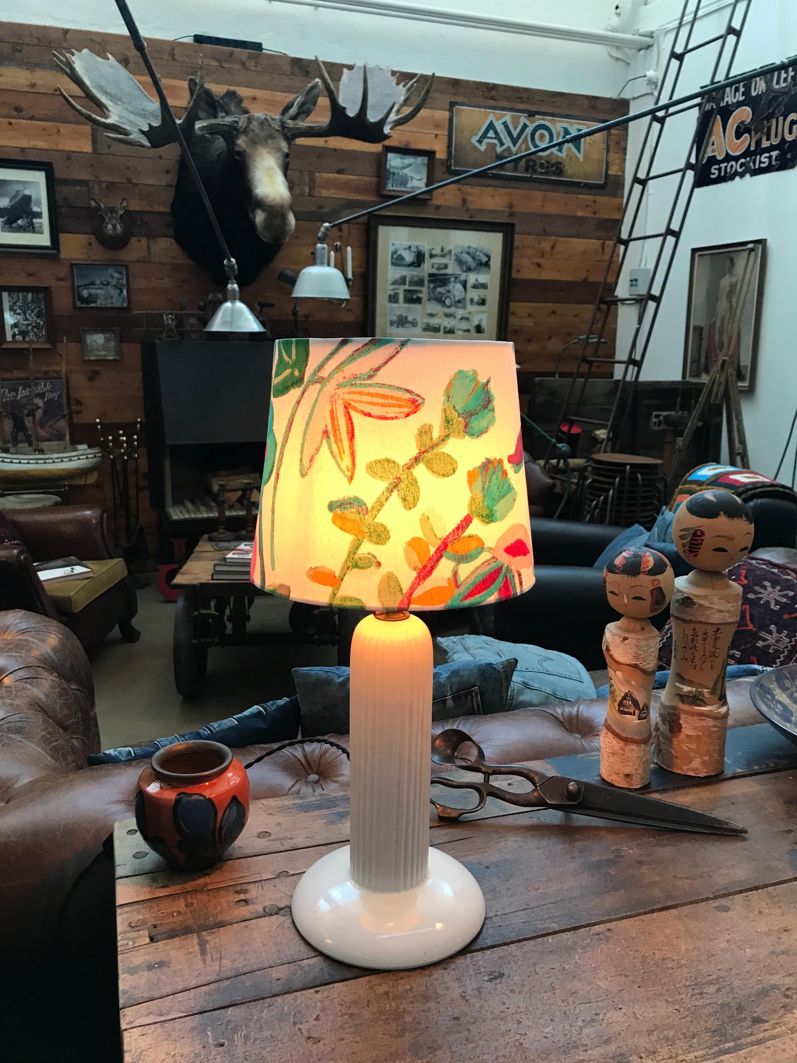 1930s Michael Andersen Ceramic Table Lamp with an ArtbyMaj Lampshade 1