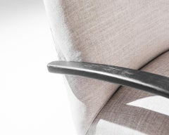 Sillón checo de madera curvada beige de mediados de siglo de 1930